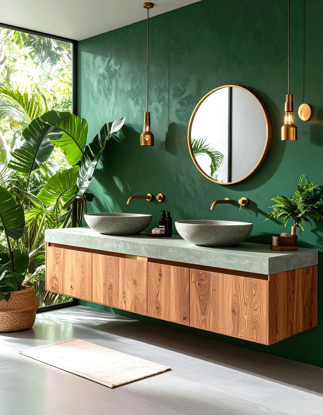 Forest Green Concrete Countertops - 24 Forest Green Bathroom Ideas