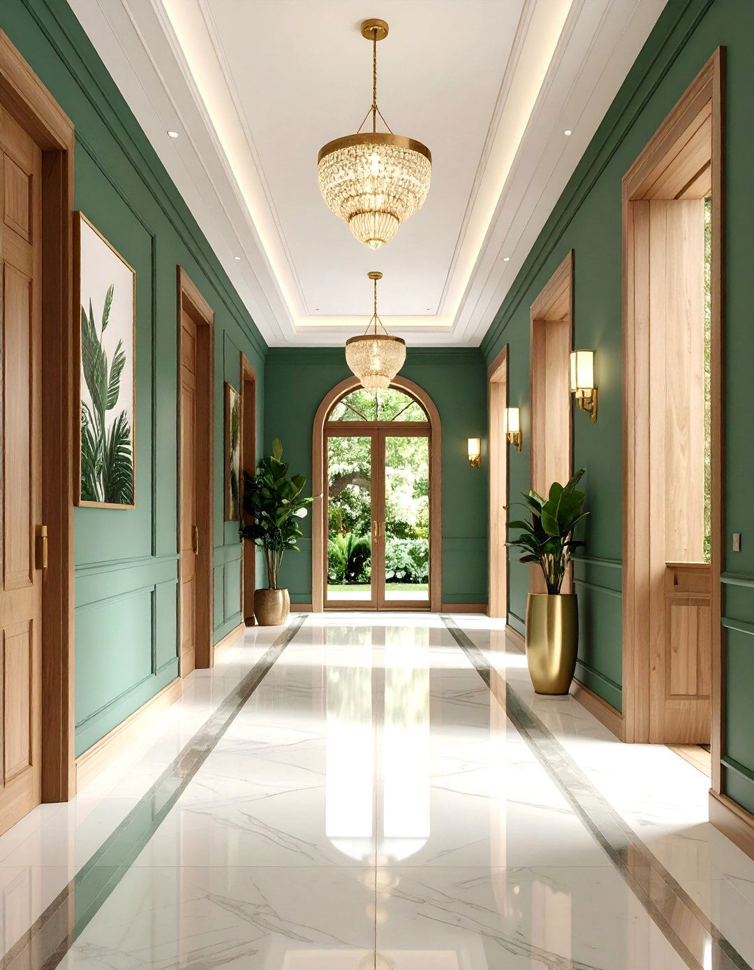 Forest Green Hallway Sanctuary - 24 Dark Hallway Ideas