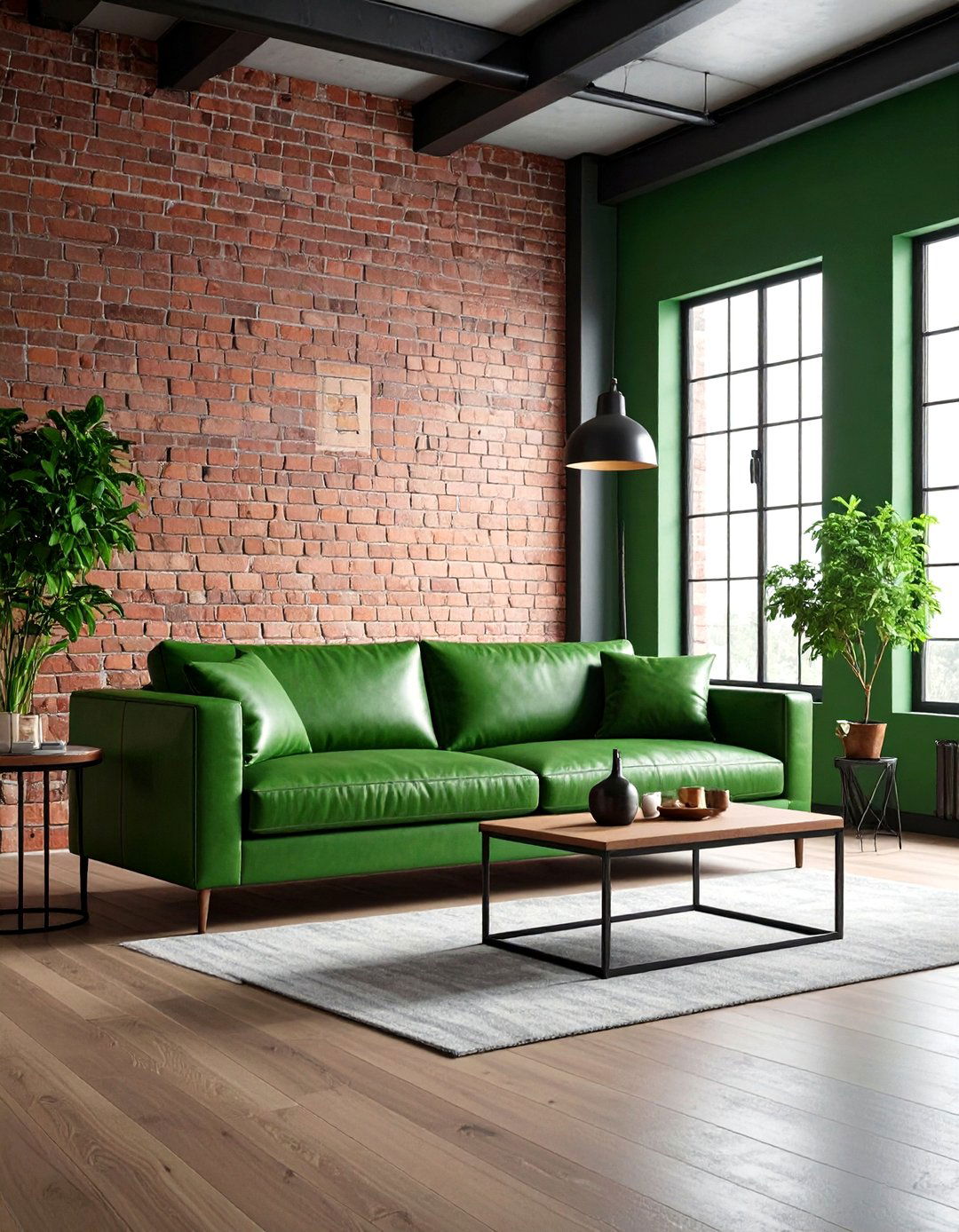 Forest Green Industrial Loft Style - 24 Forest Green Living Room Ideas