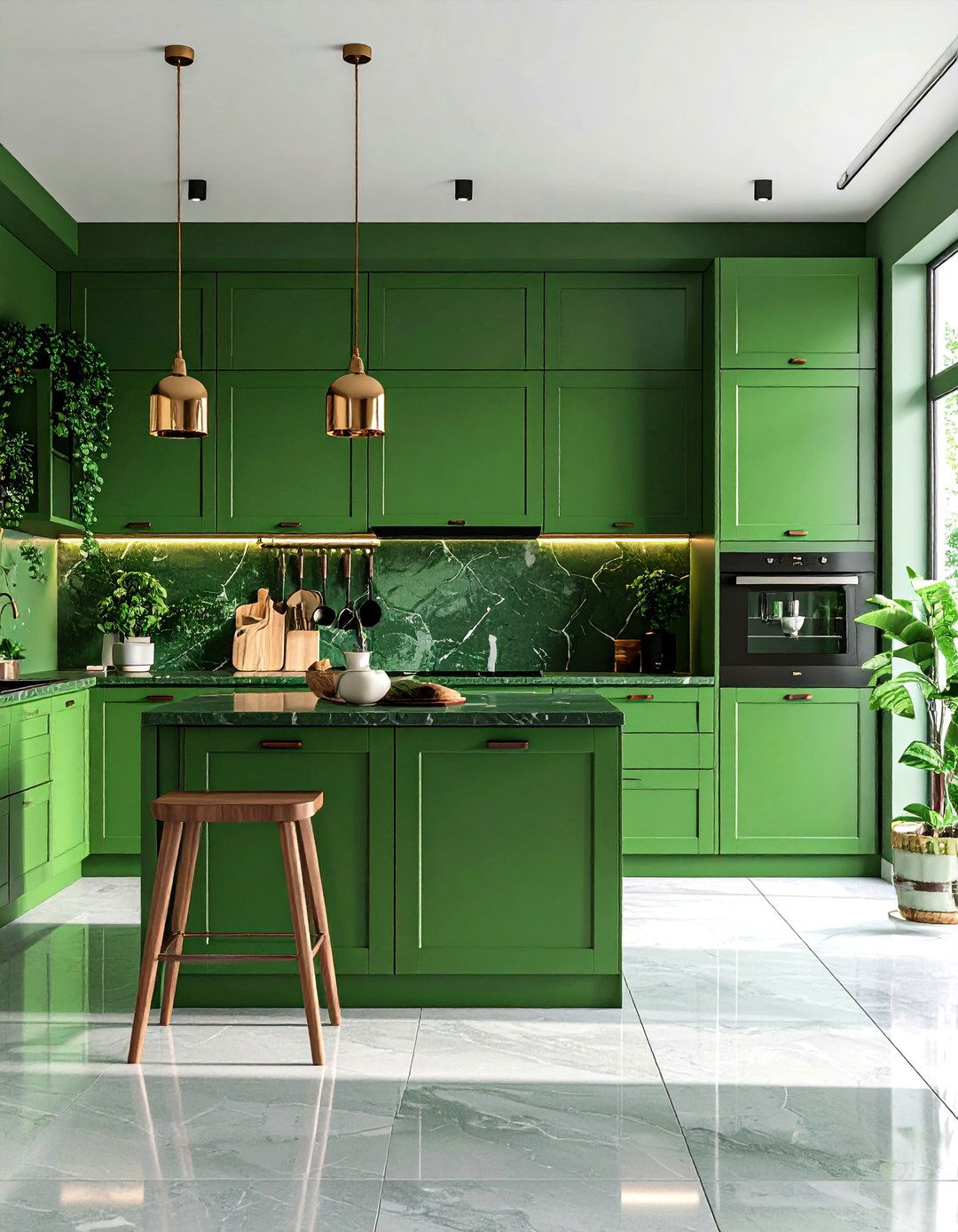 Forest Green Kitchen with Integrated Appliances - 24 Forest Green Kitchen Ideas