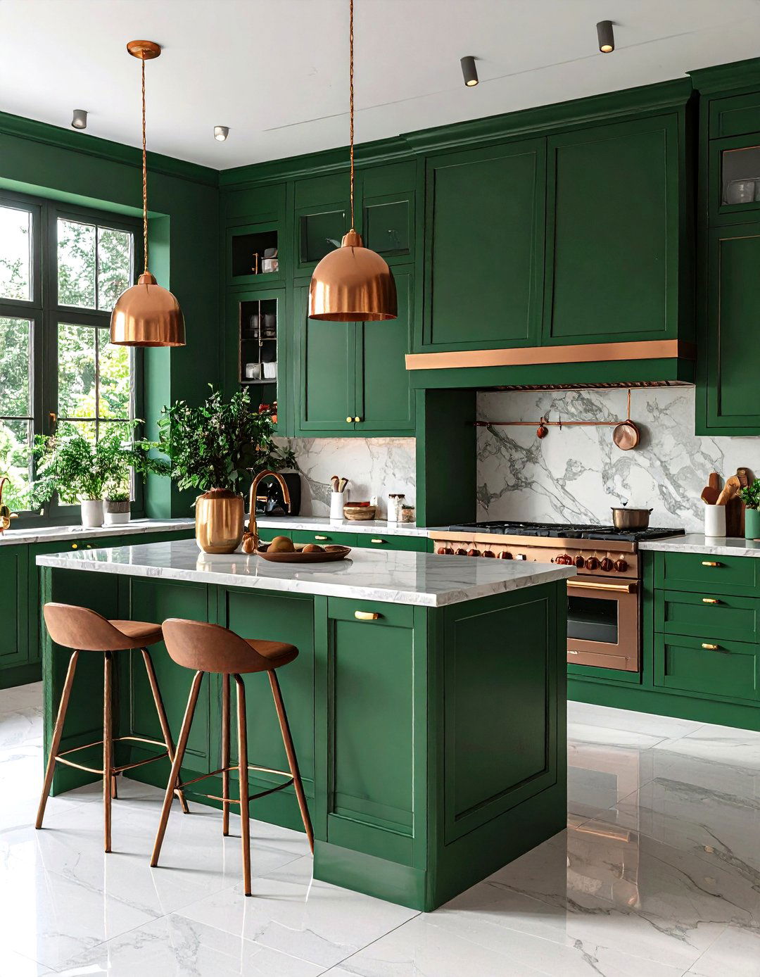Forest Green Kitchen with Mixed Metallic Finishes - 24 Forest Green Kitchen Ideas