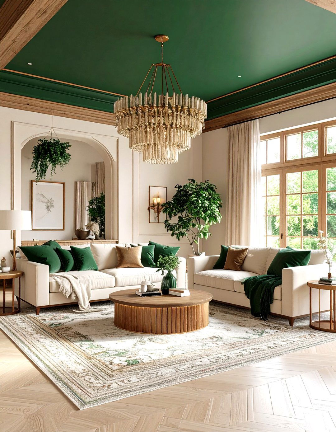 Forest Green Living Room Ceiling - 24 Green Ceiling Ideas