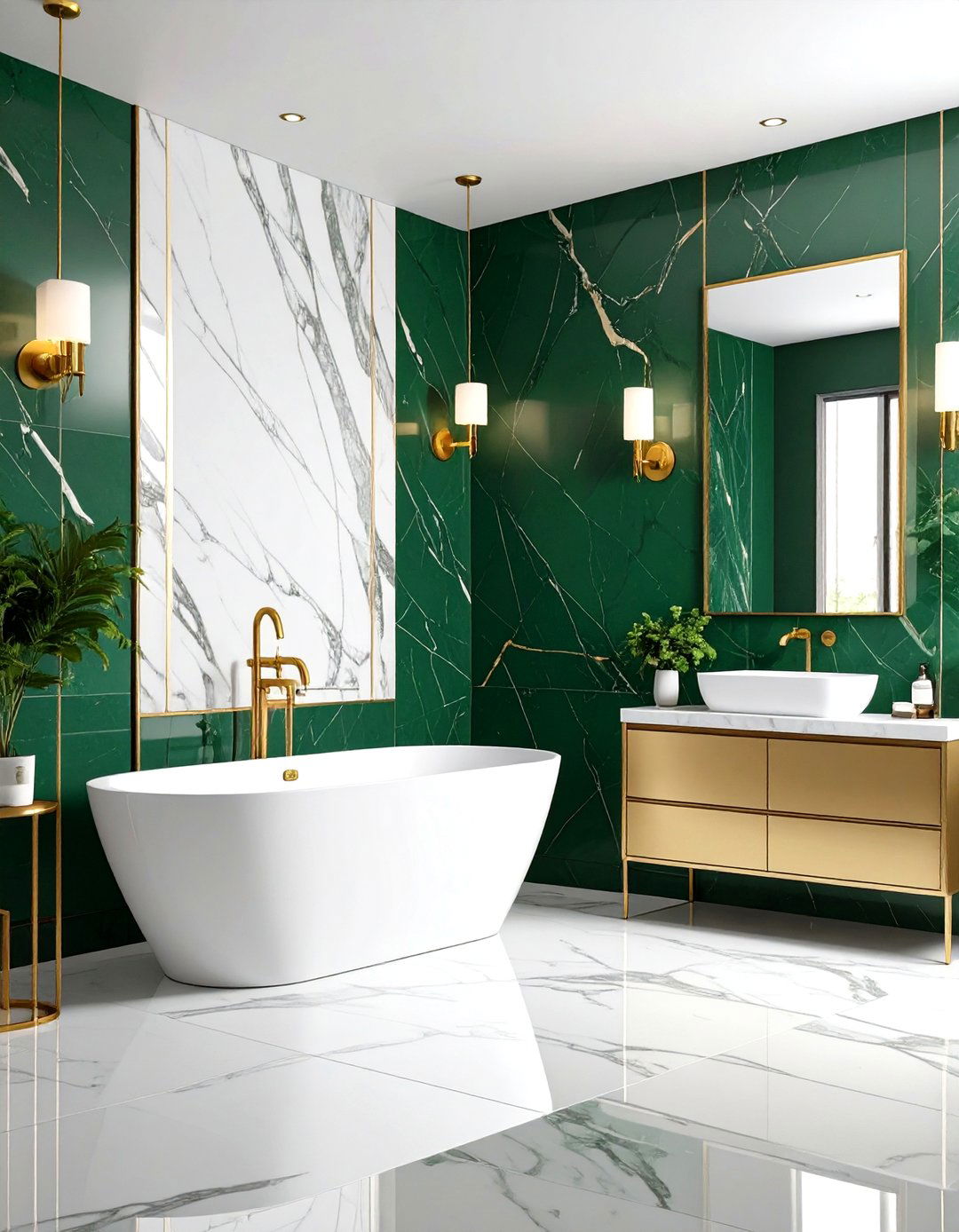 Forest Green Marble Bathroom Wall Tiles - 24 Green Bathroom Tile Ideas