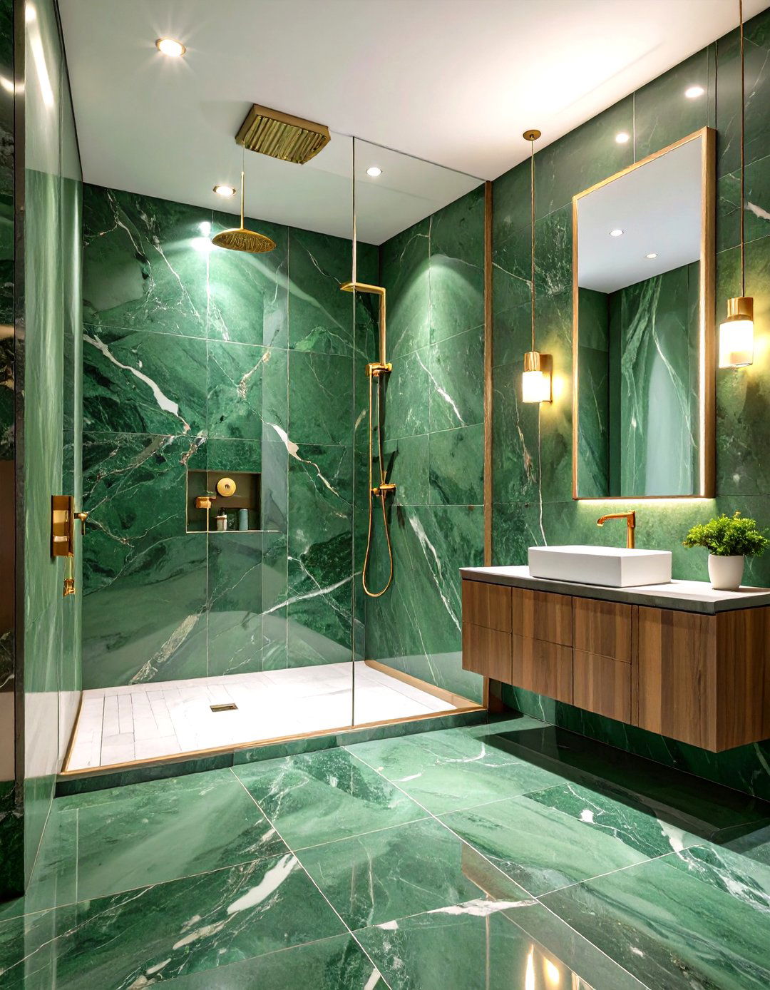 Forest Green Marble Shower Walls - 24 Forest Green Bathroom Ideas