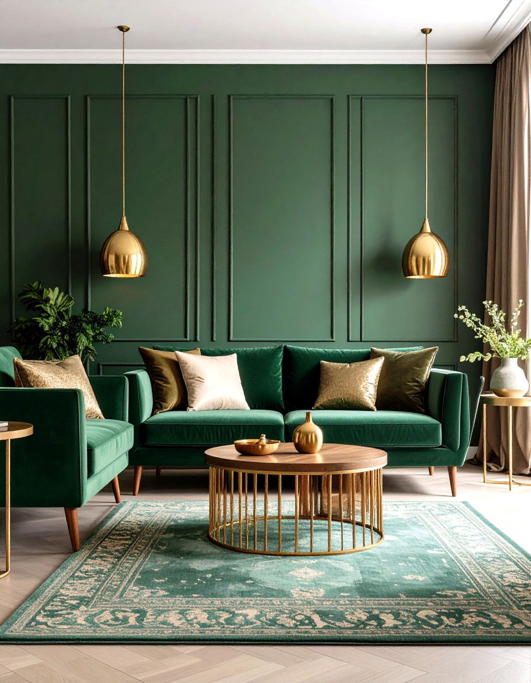 Forest Green Maximalist Living Room - 24 Green Living Room Ideas