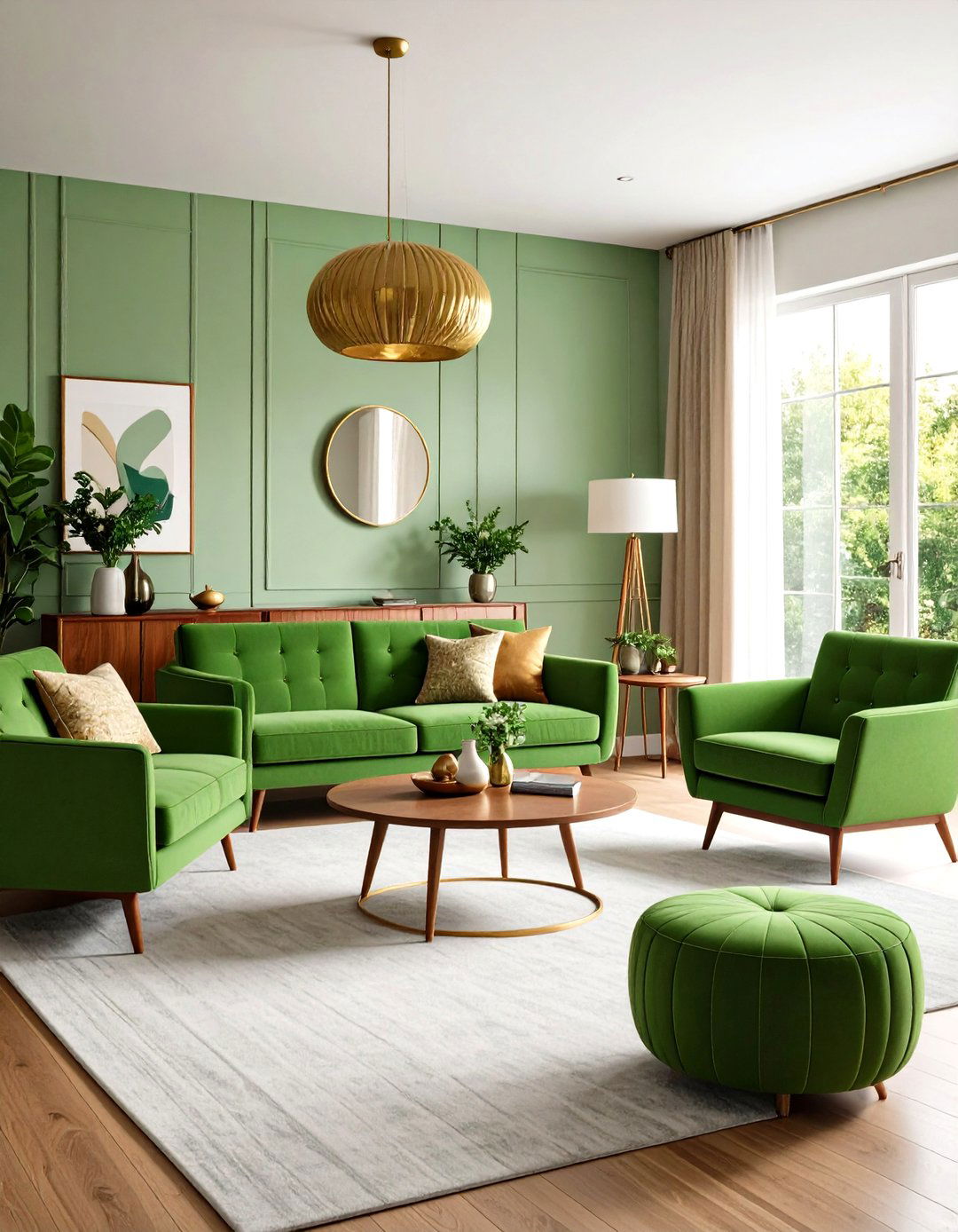 Forest Green Mid Century Modern Revival - 24 Forest Green Living Room Ideas