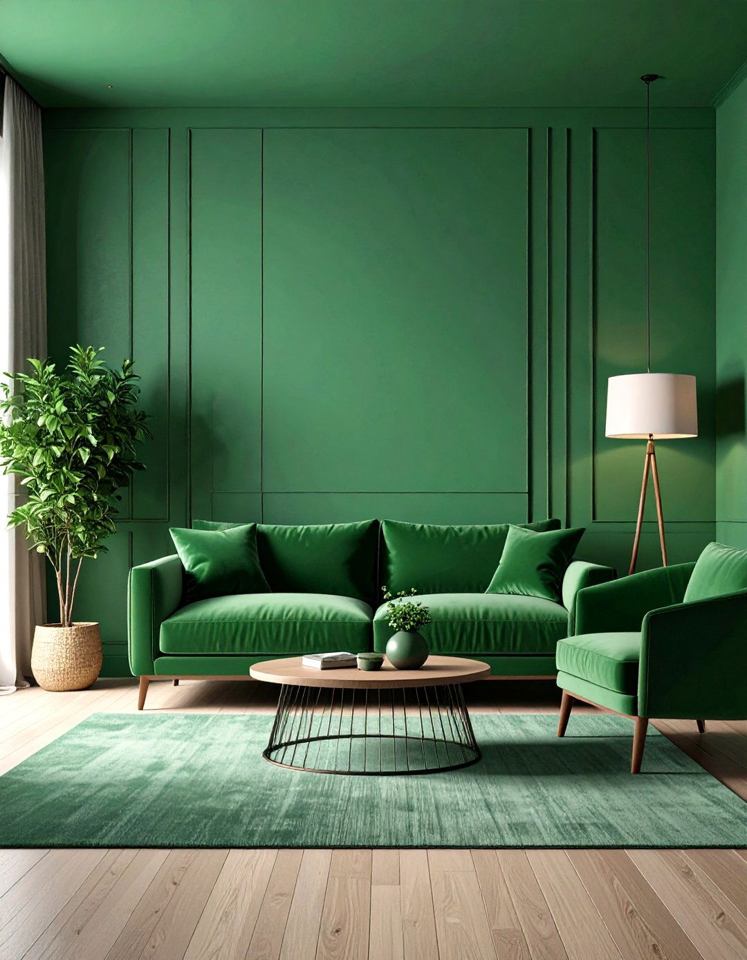 Forest Green Monochromatic Depth - 24 Forest Green Living Room Ideas