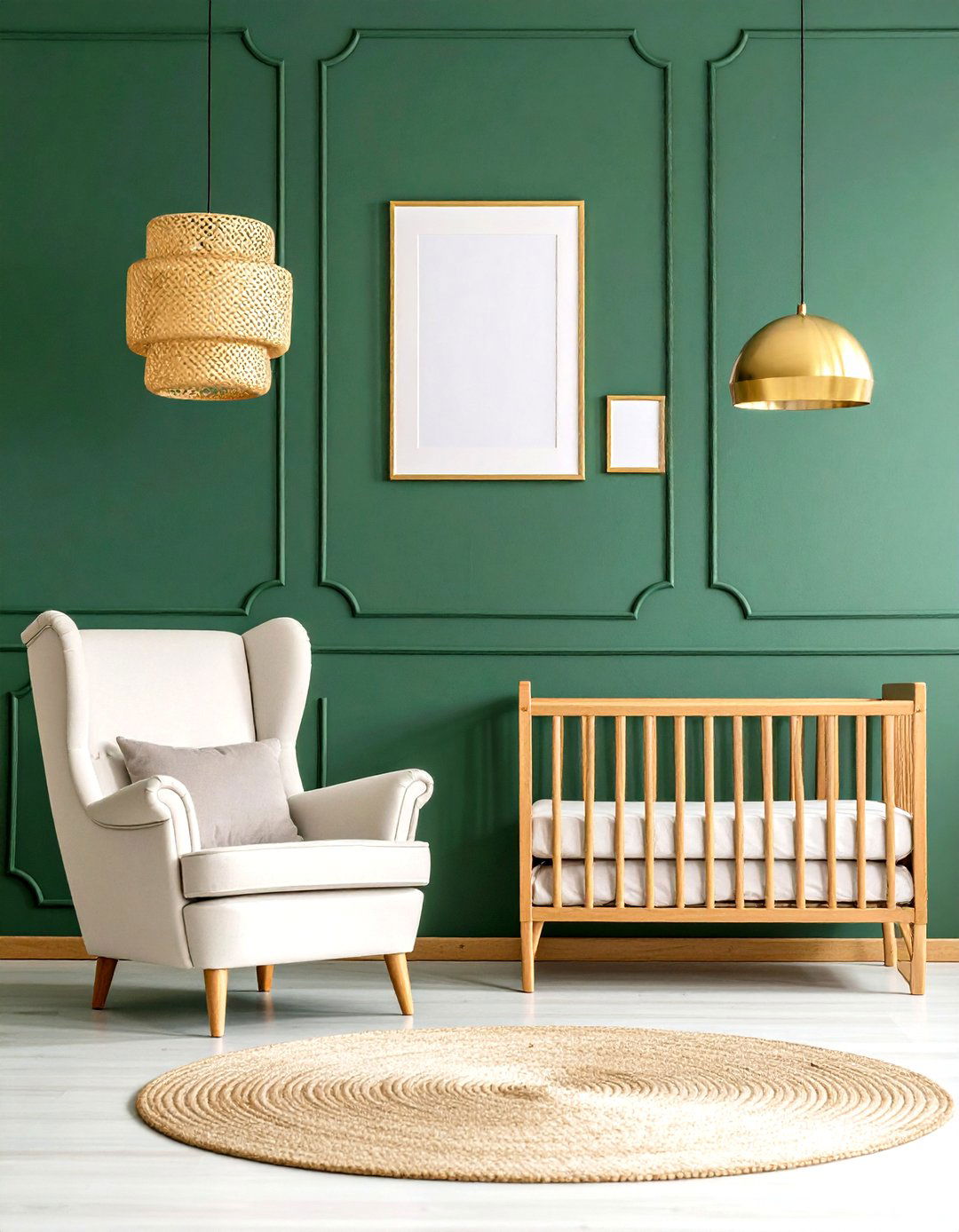 Forest Green Nursery with Brass Accents - 24 Dark Green Nursery Ideas