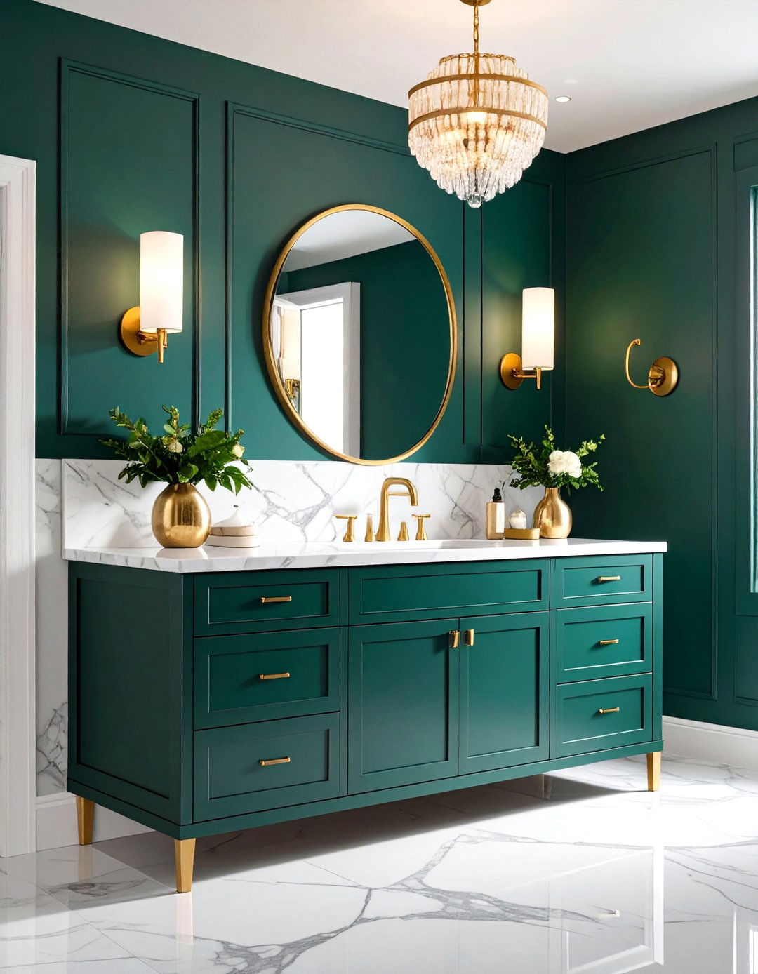Forest Green Painted Vanity Cabinet - 24 Forest Green Bathroom Ideas