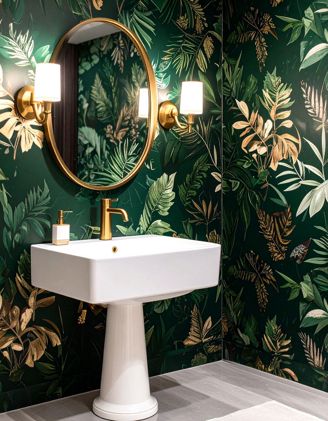 Forest Green Powder Room Wallpaper - 24 Green Powder Room Ideas