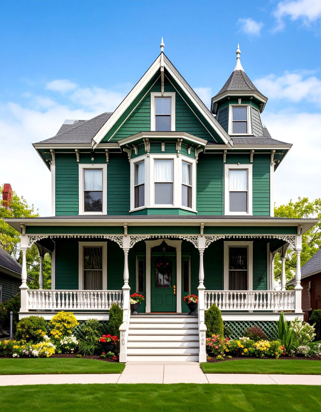 Forest Green Queen Anne Style - 24 Green Victorian House Colors