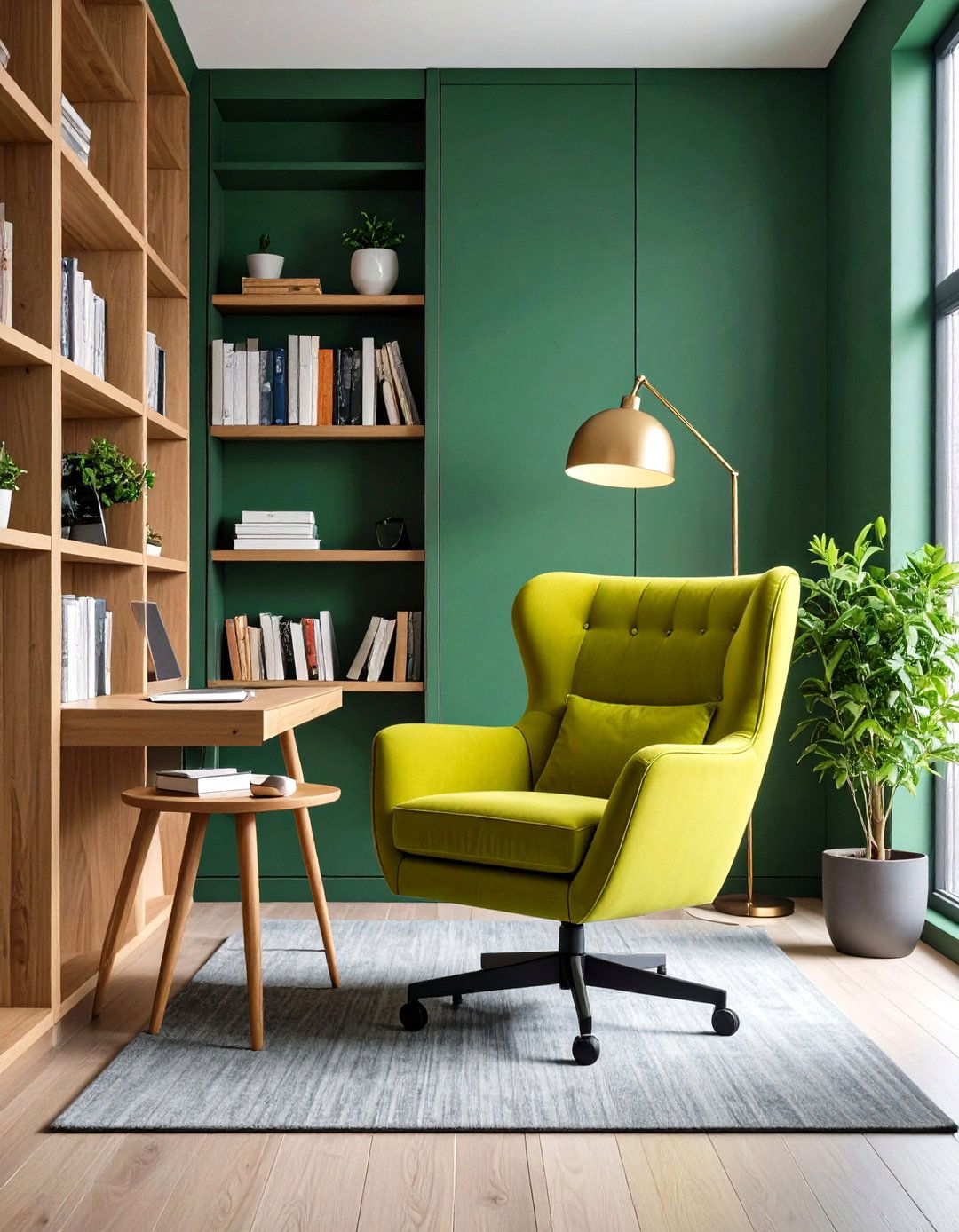 Forest Green Reading Nook Office - 24 Dark Green Office Ideas and Inspiration
