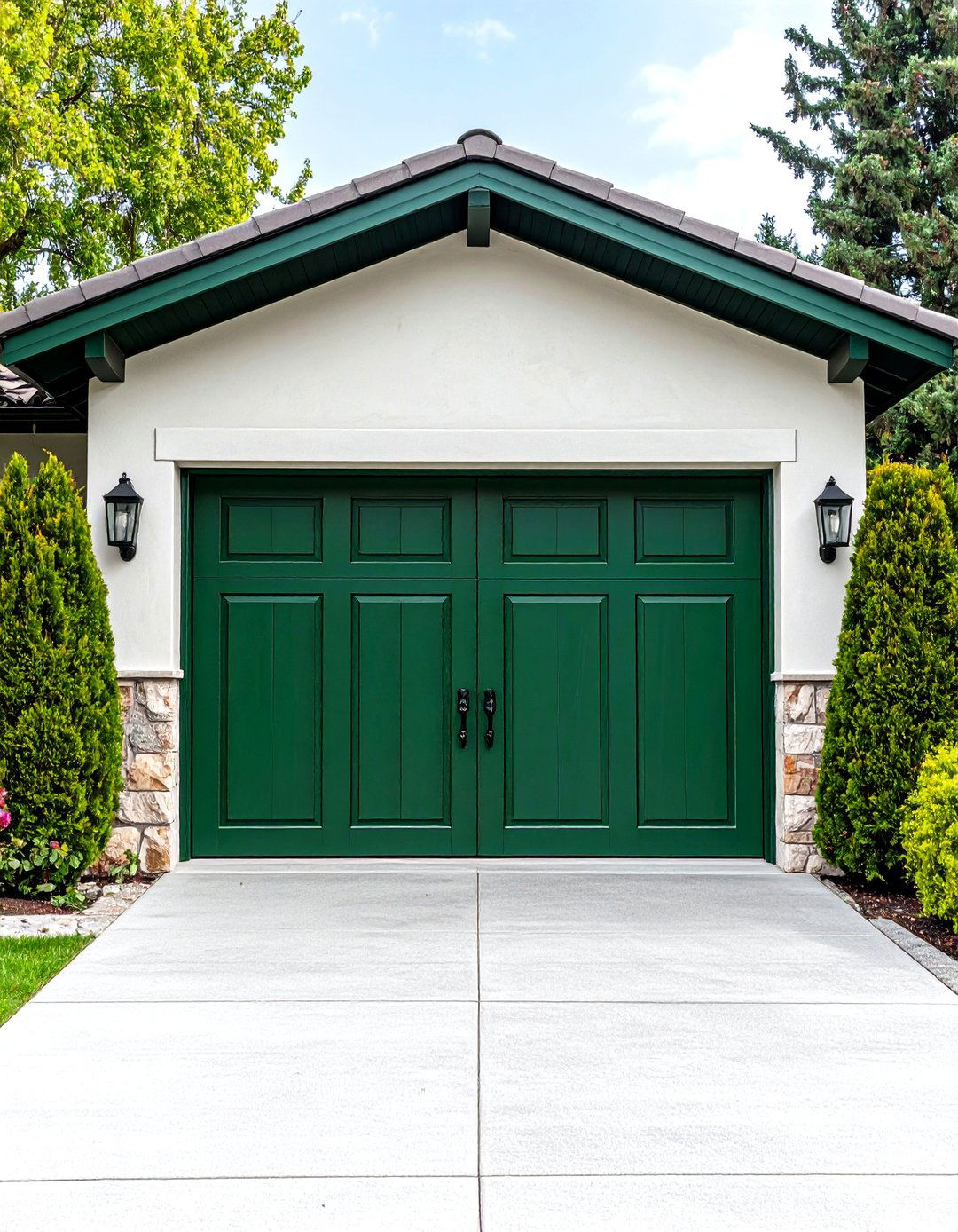 Forest Green Steel Door with Decorative Clavos - 24 Green Garage Door Ideas