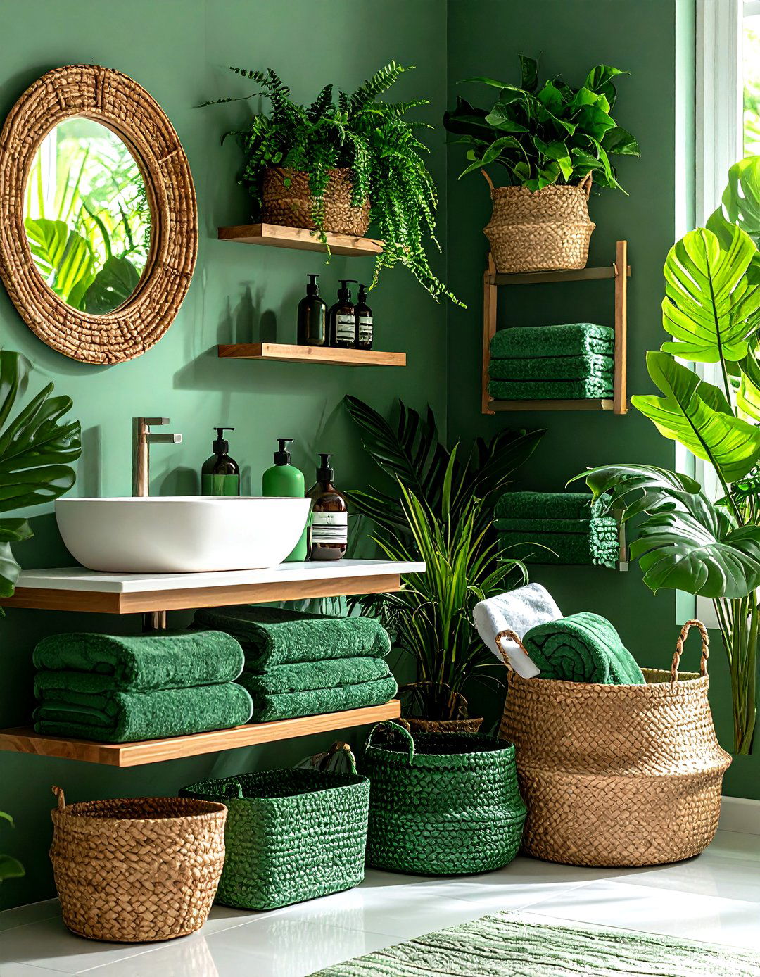 Forest Green Storage Baskets and Accessories - 24 Forest Green Bathroom Ideas