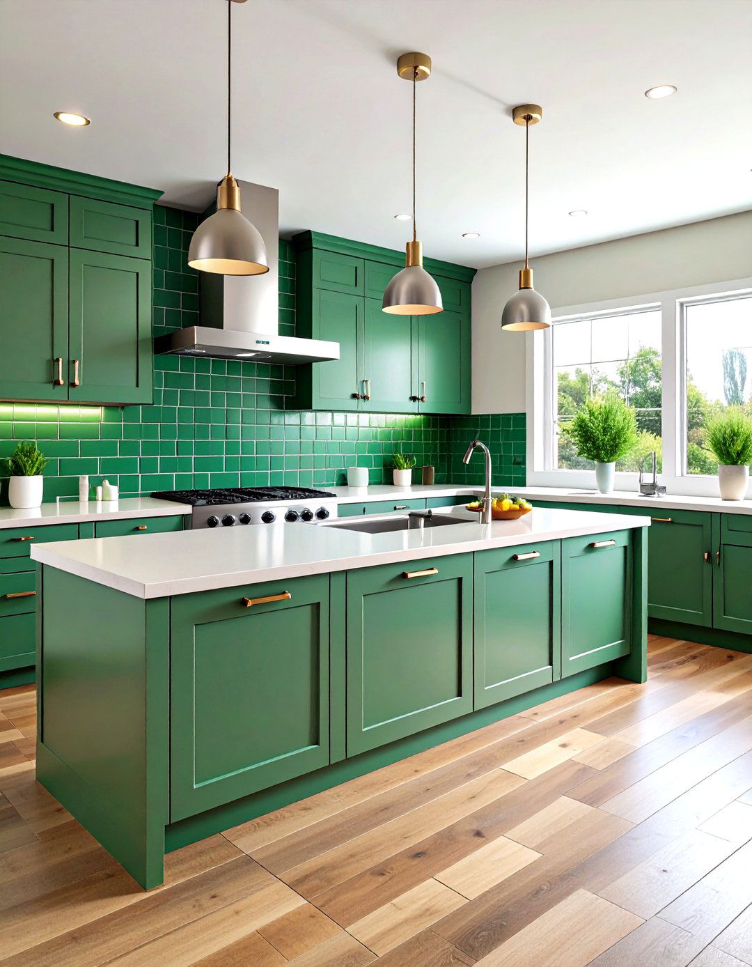 Forest Green Subway Tile Backsplash - 24 Forest Green Kitchen Ideas