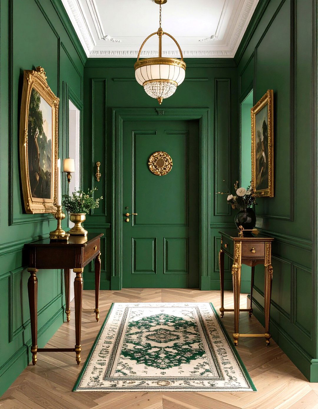 Forest Green Traditional Hallway - 24 Green Hallway Ideas