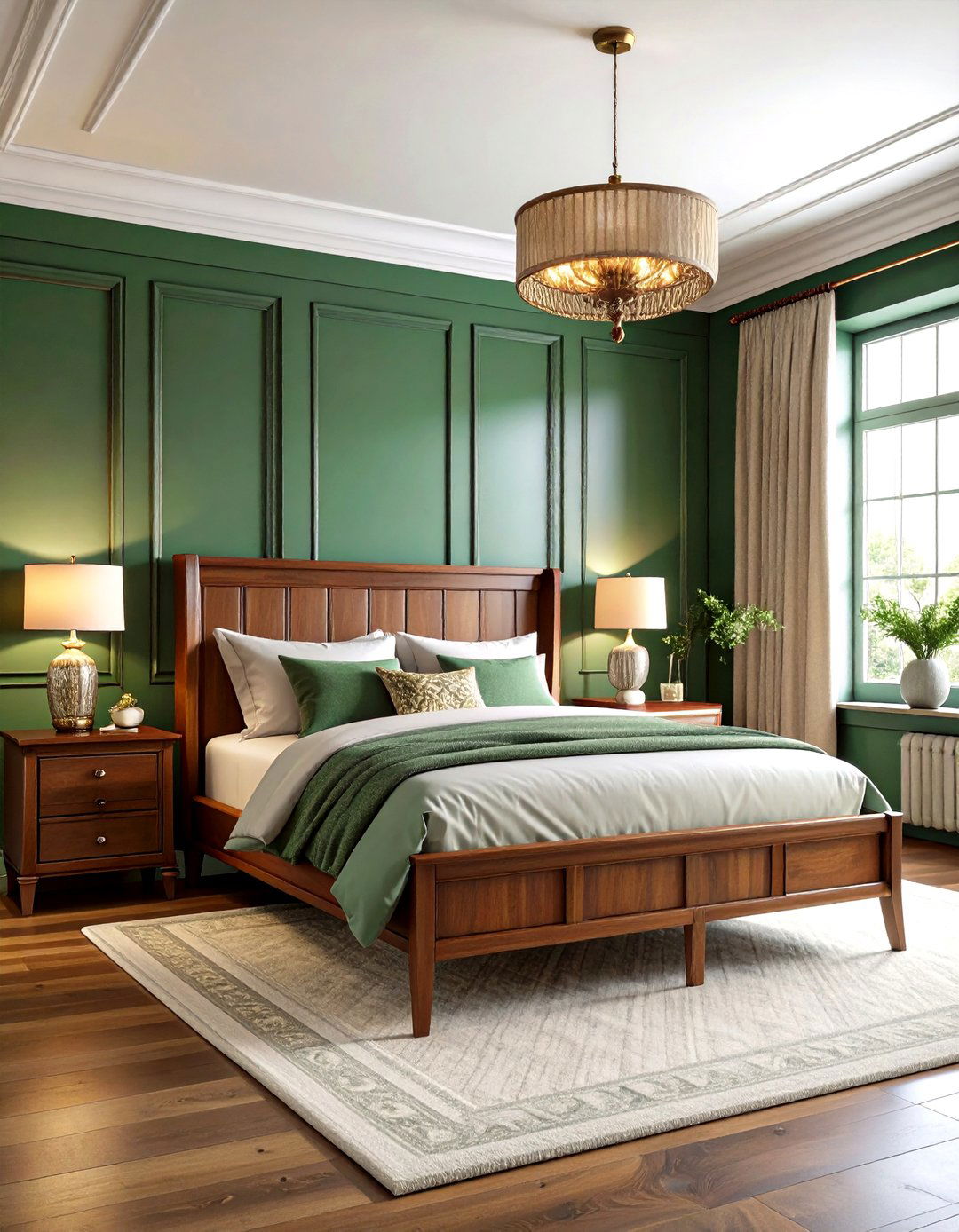 Forest Green Traditional Shaker Panelling - 24 Green Panelling Bedroom Ideas