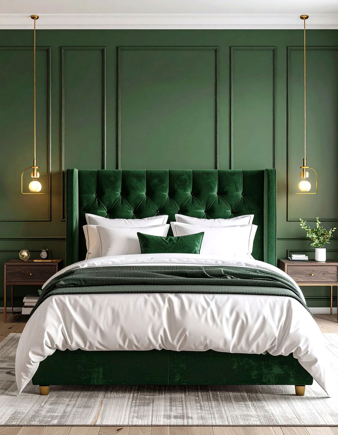 Forest Green Upholstered Headboard Bedroom - 24 Forest Green Bedroom Ideas