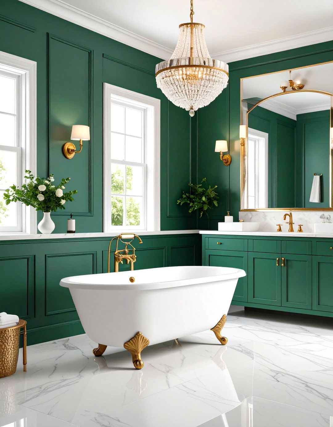 Forest Green Wainscoting Design - 24 Forest Green Bathroom Ideas