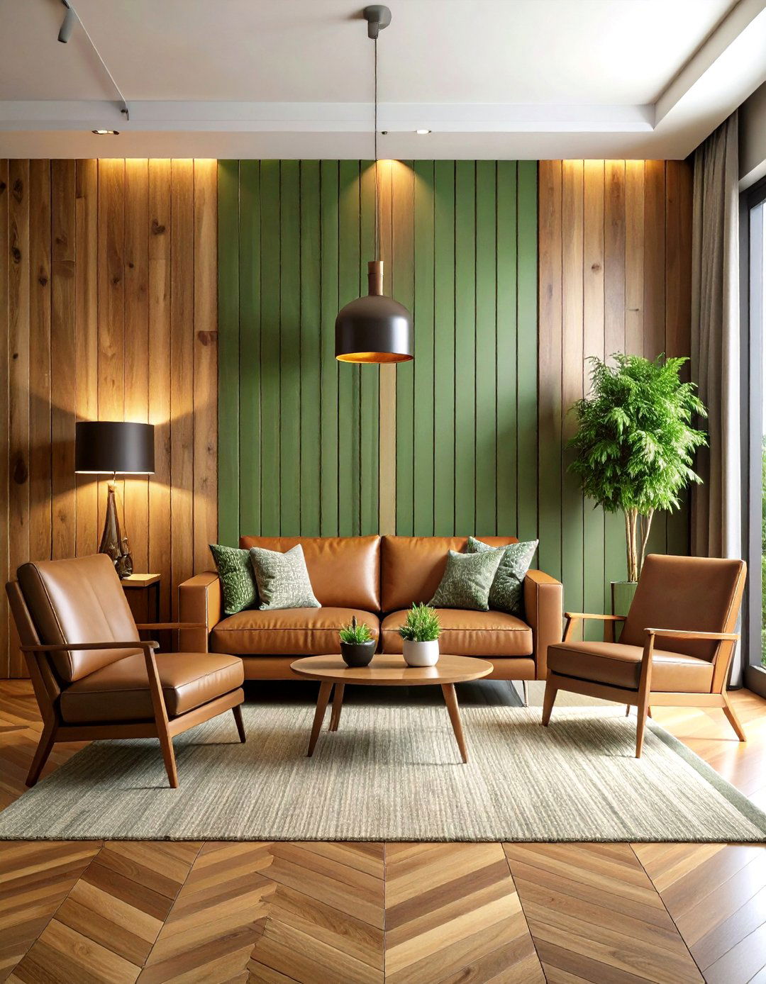 Forest Green Wood Panel Accent Wall - 24 Green Accent Wall Ideas