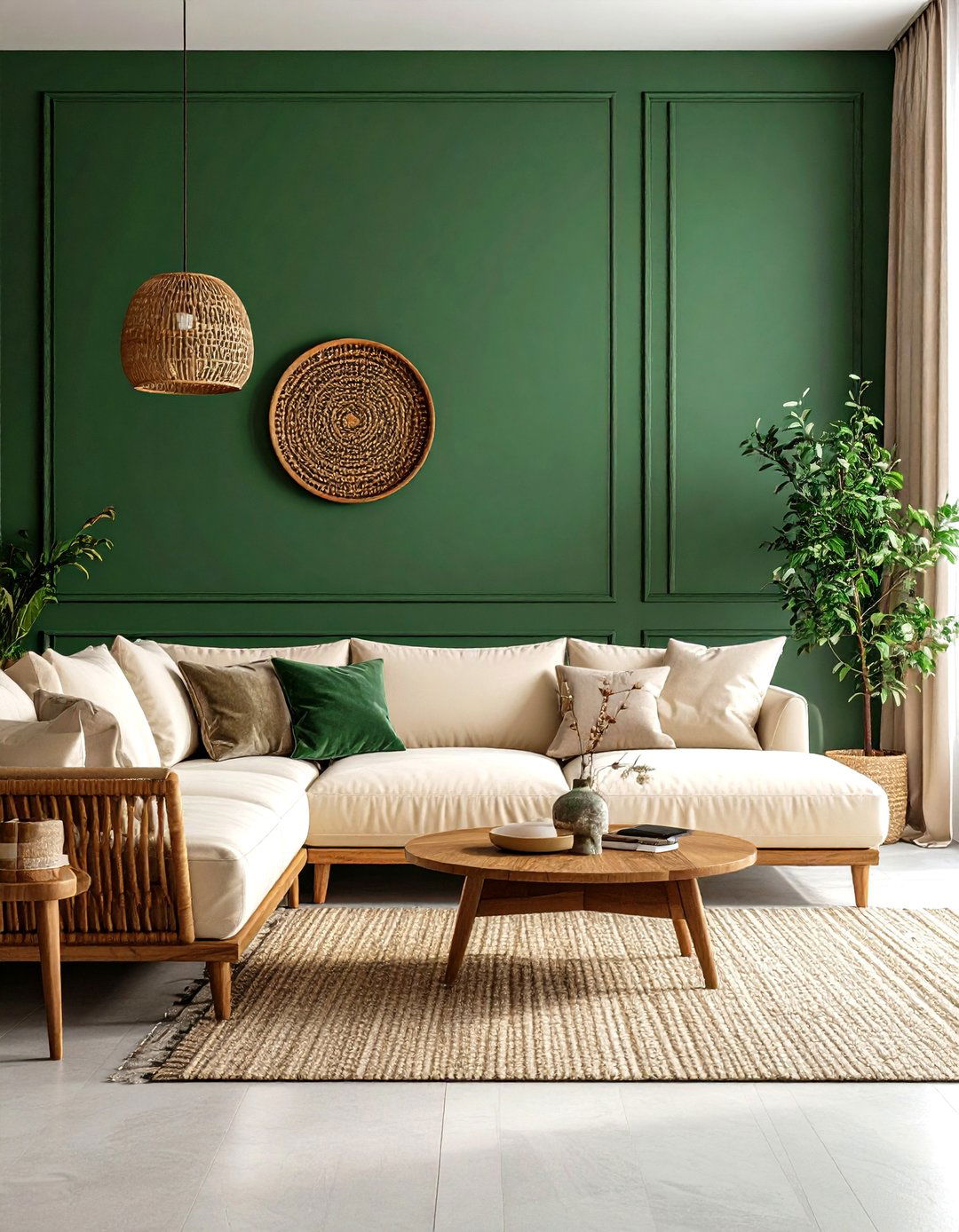 Forest Green and Cream Traditional Comfort - 24 Two Colour Combination for Living Room