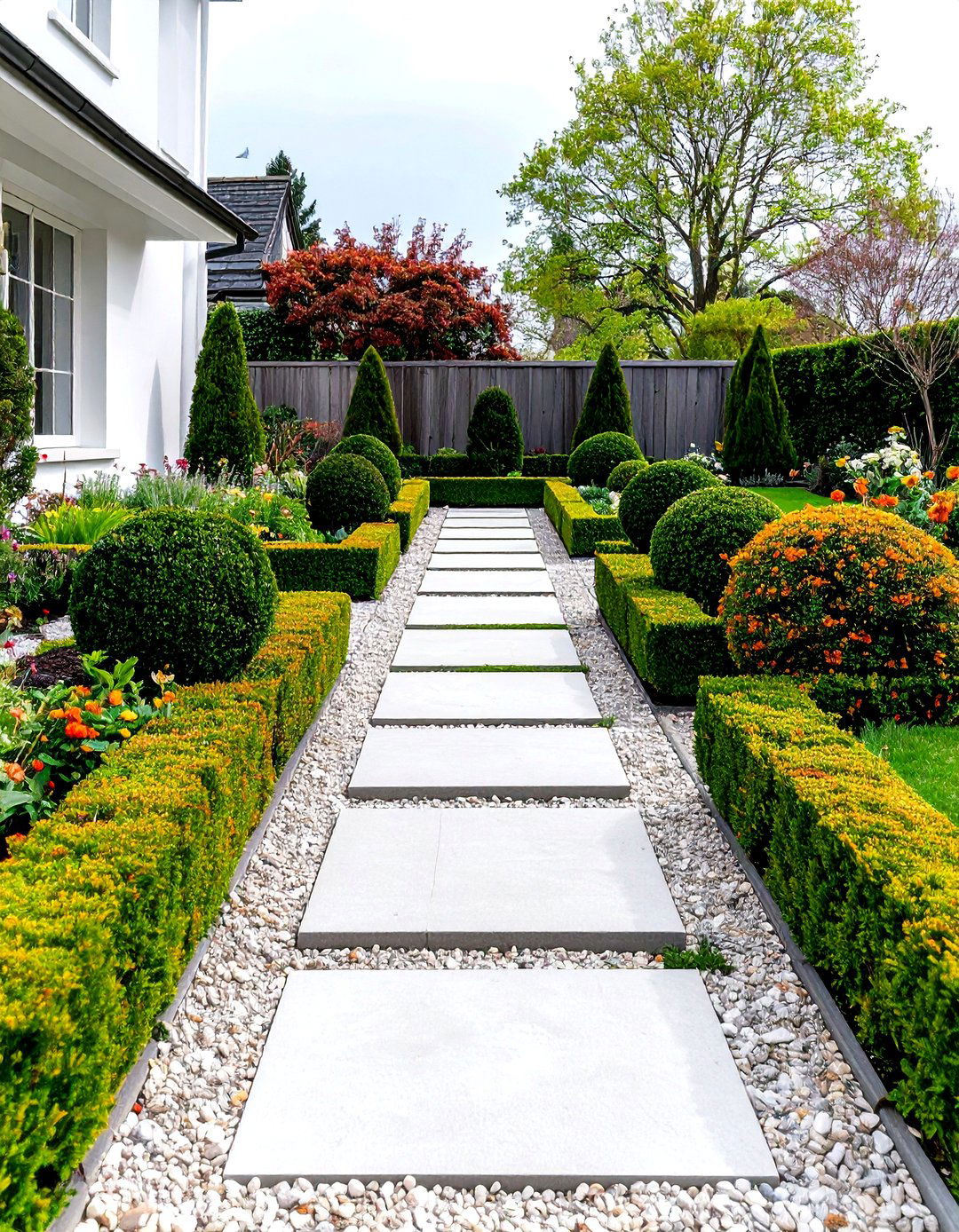Formal Box Hedging and Topiary Front Garden - 24 Victorian Front Garden Ideas