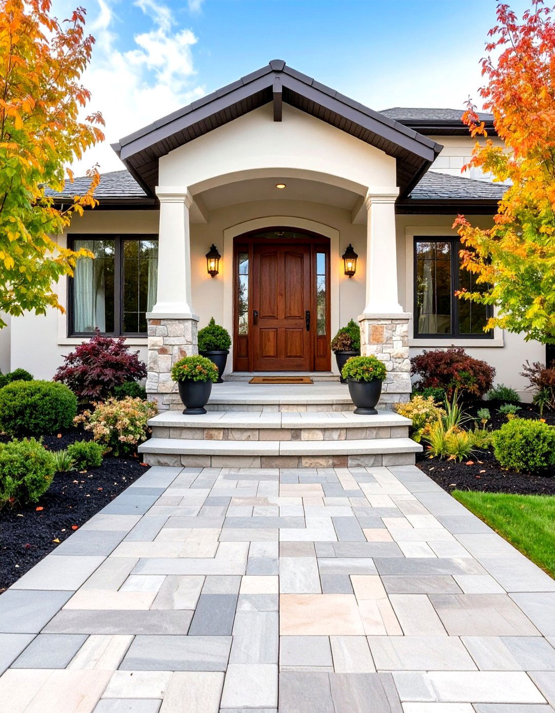 Formal Entrance Flagstone Approaches - 24 Flagstone Patio Ideas