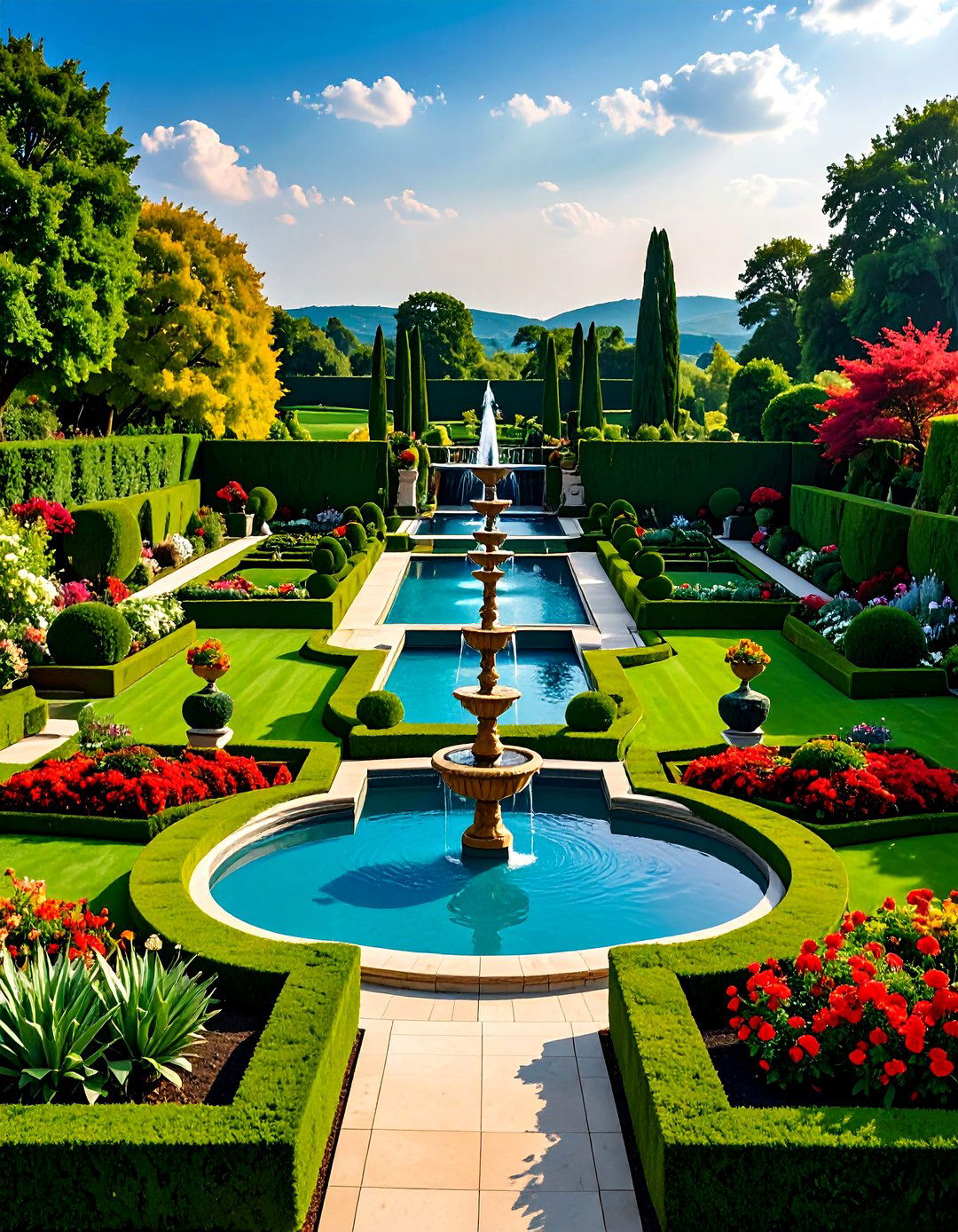 Formal Geometric Pool Garden - 24 Pool Landscaping Ideas