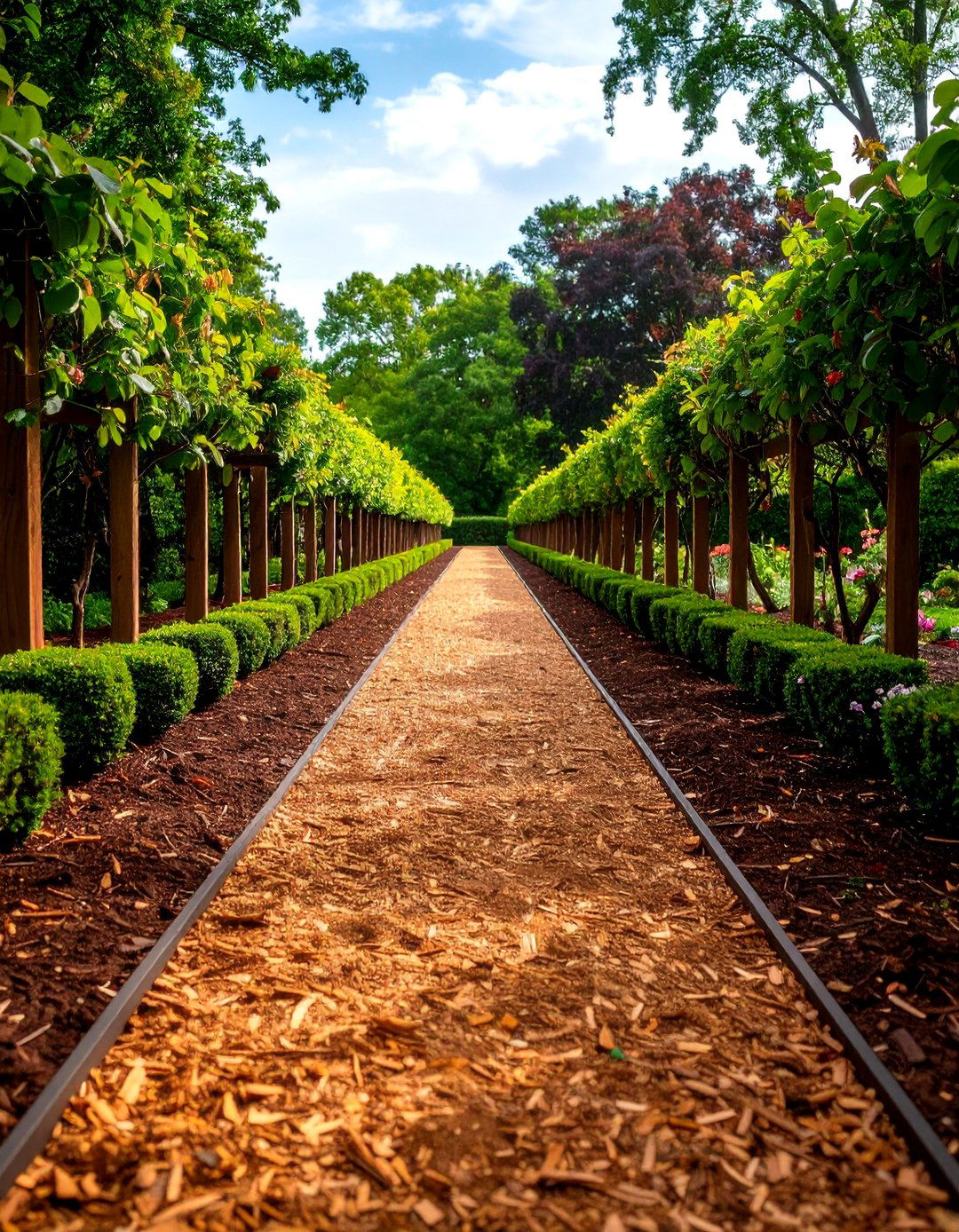Formal Hardwood Mulch Avenues - 24 Mulch Pathway Ideas