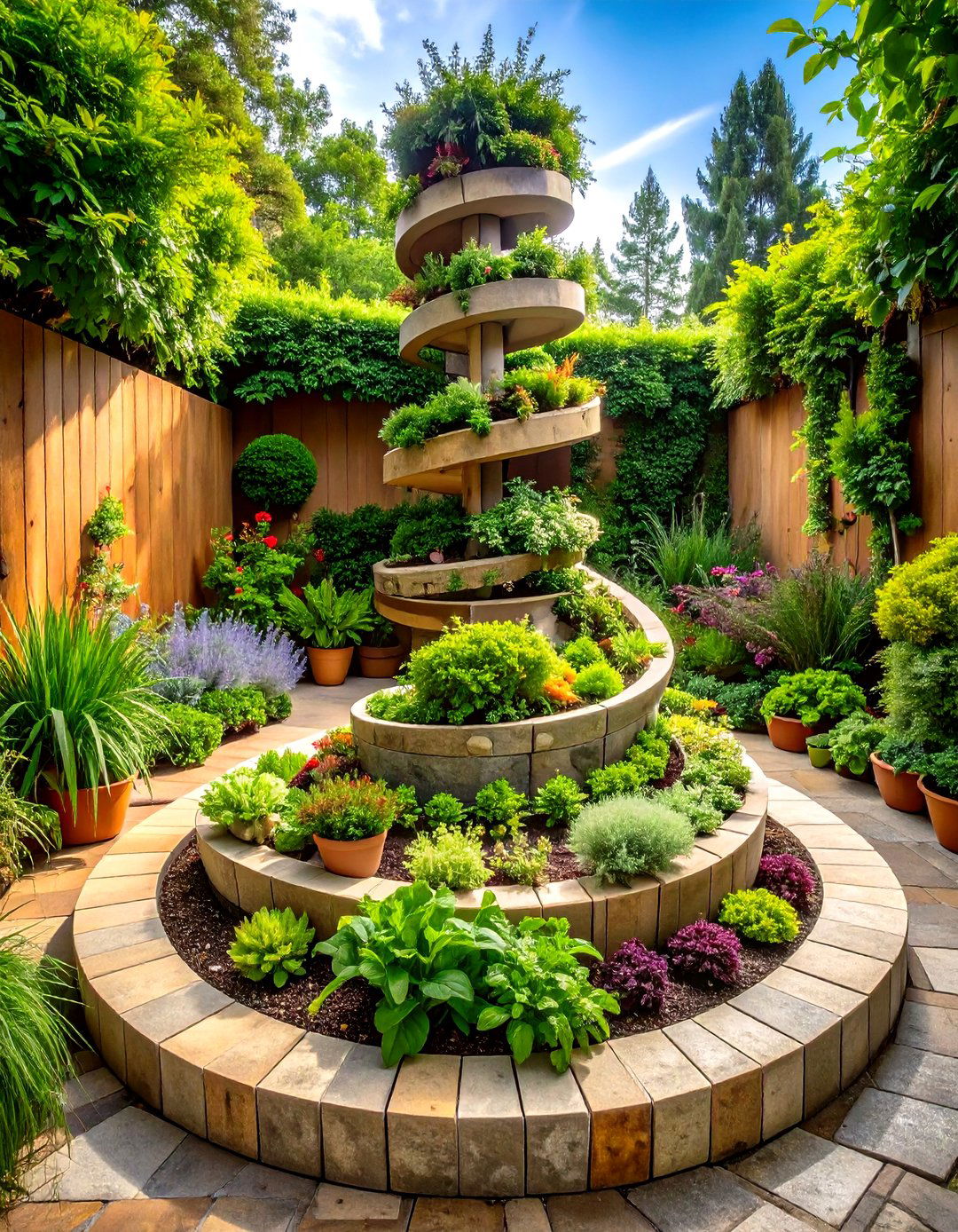 Formal Herb Spiral Design - 24 Modern Small Garden Ideas