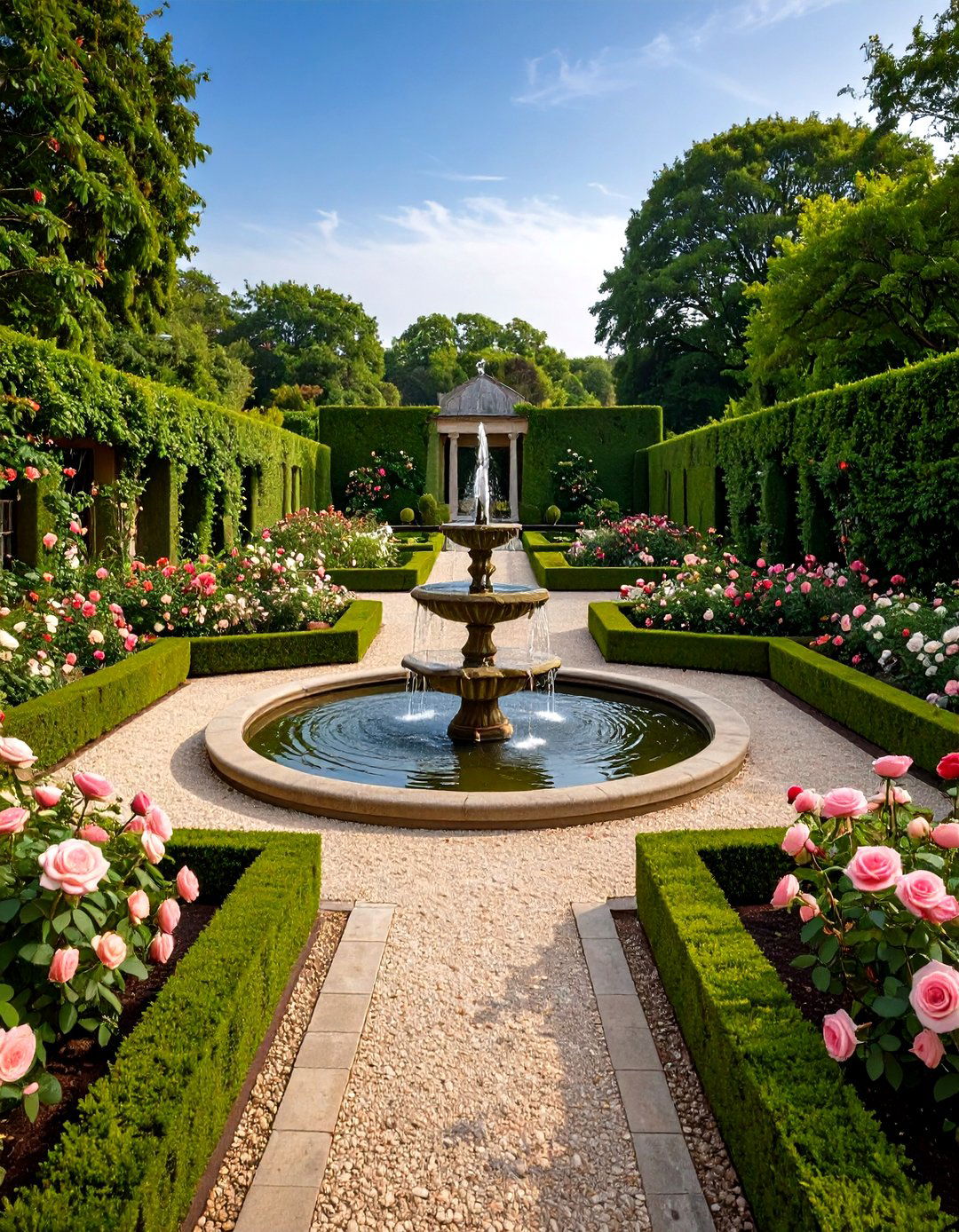 Formal Rose Garden with Geometric Beds - 24 Rose Garden Ideas