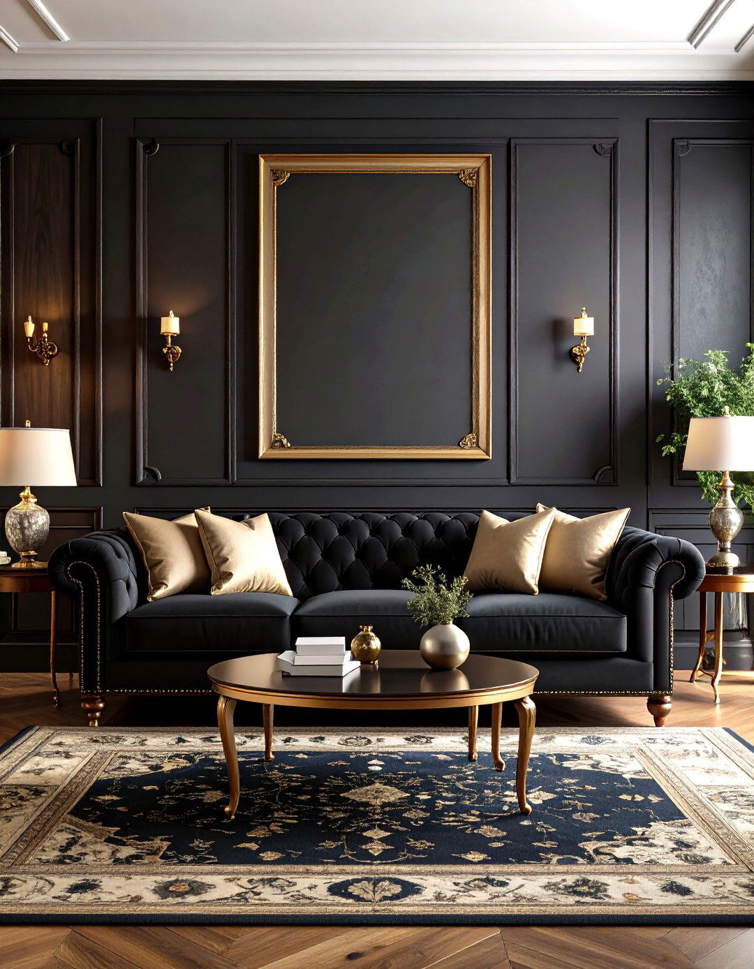 Formal Traditional Black Couch Setting - 24 Black Couch Living Room Ideas