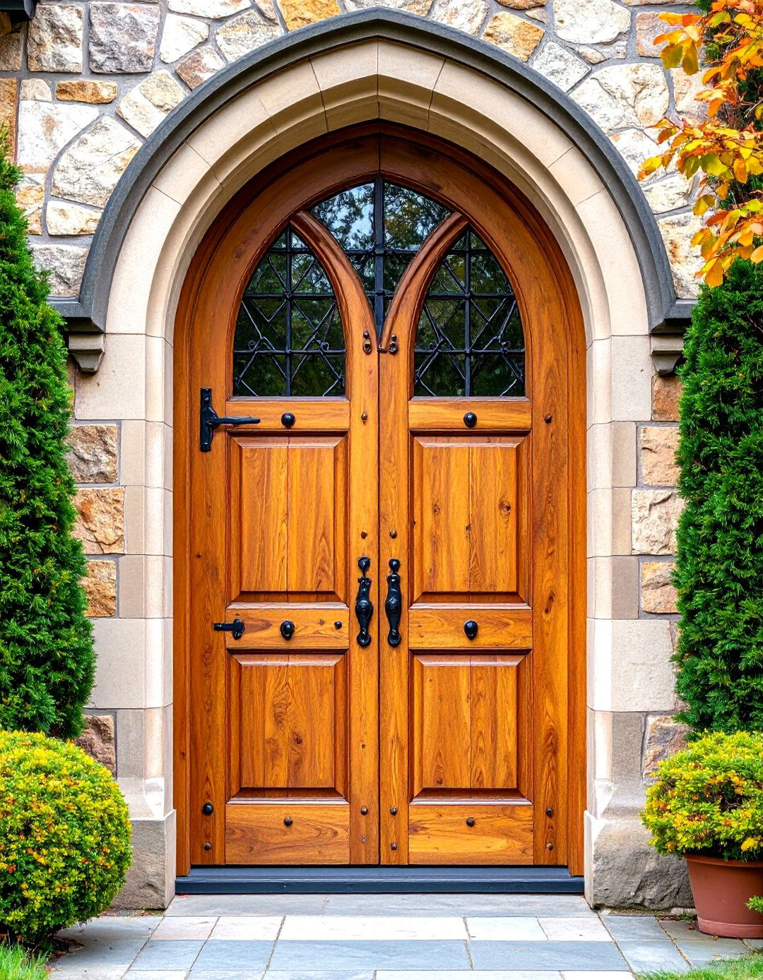 Fortress Style Gothic Door with Iron Grillwork - 24 Gothic Front Door Ideas