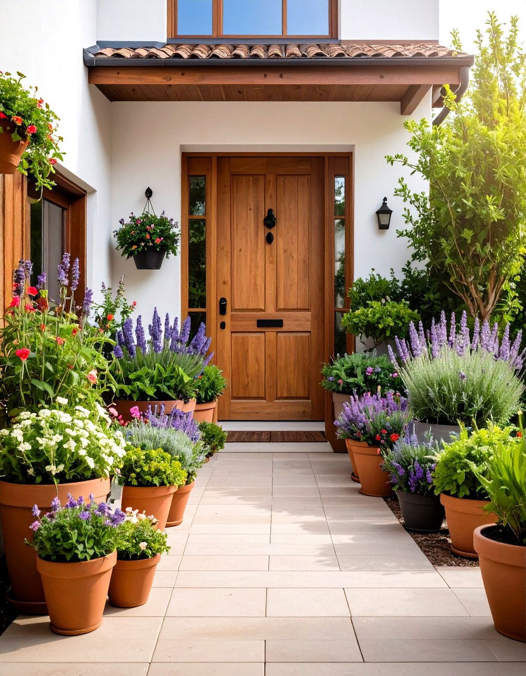 Fragrant Herb and Flower Combination - 24 Spring Front Door Decor Ideas