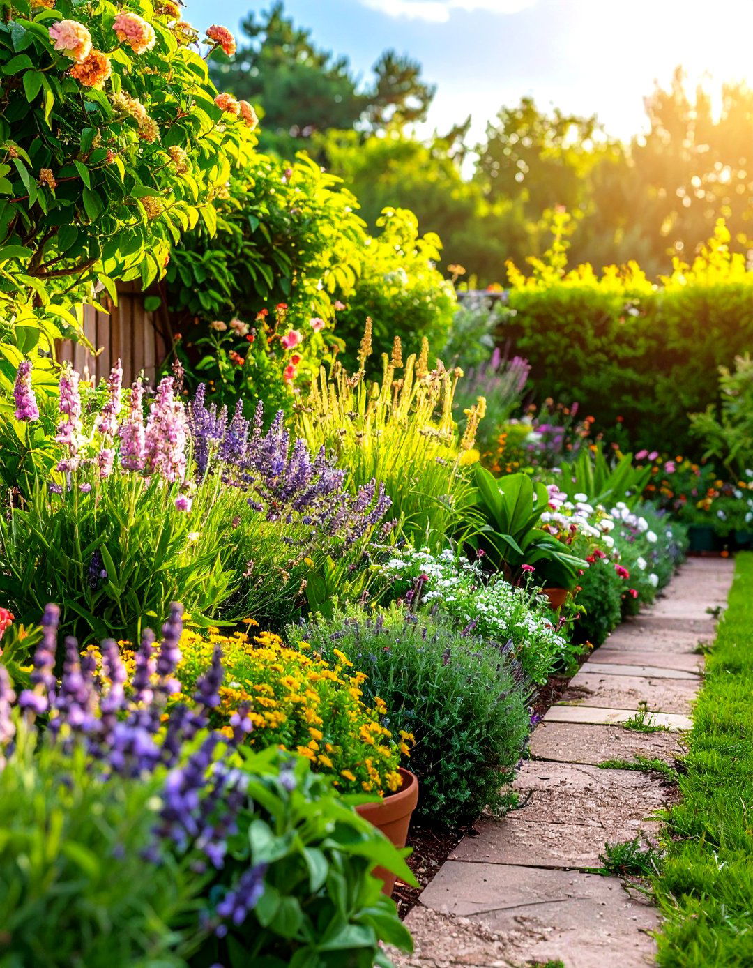 Fragrant Plant Border - 24 Simple Fence Line Landscaping Ideas