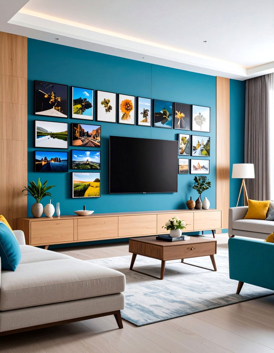 Frame TV Integration Photo Walls - 24 Photo Wall Ideas
