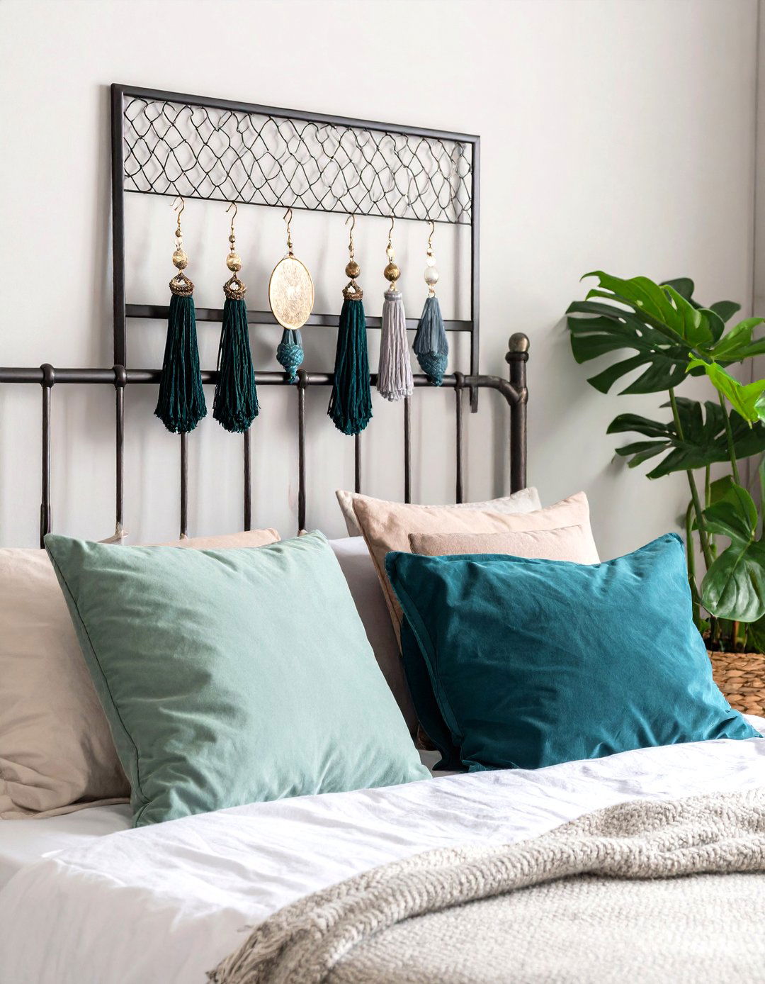 Framed Mesh Wall Display with Decorative Backing - 24 Earring Storage Ideas