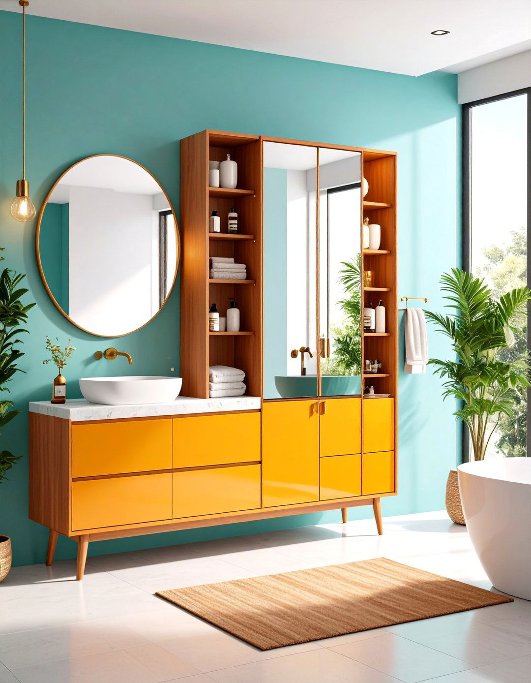 Freestanding Bathroom Armoire with Mirror Doors - 24 Bathroom Furniture Ideas