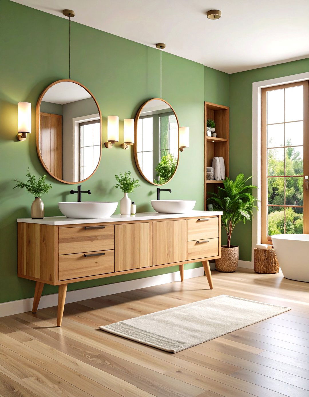Freestanding Vanity with Tapered Legs - 24 Minimalist Bathroom Ideas