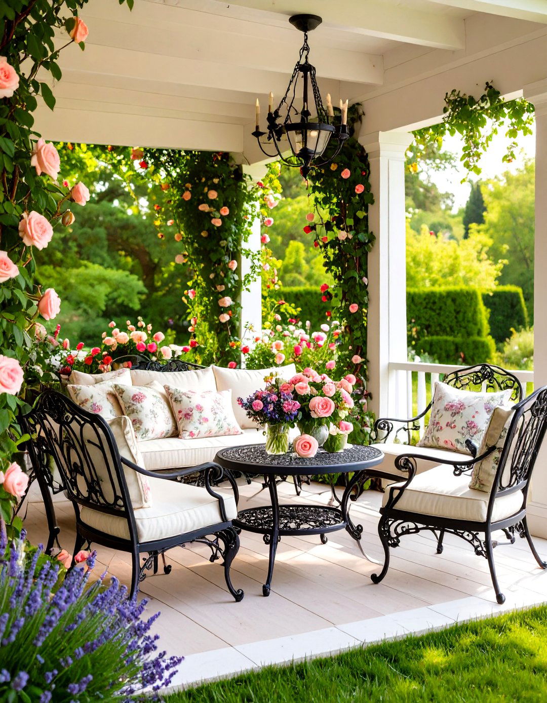 French Country Back Porch with Provence Charm - 24 Back Porch Ideas