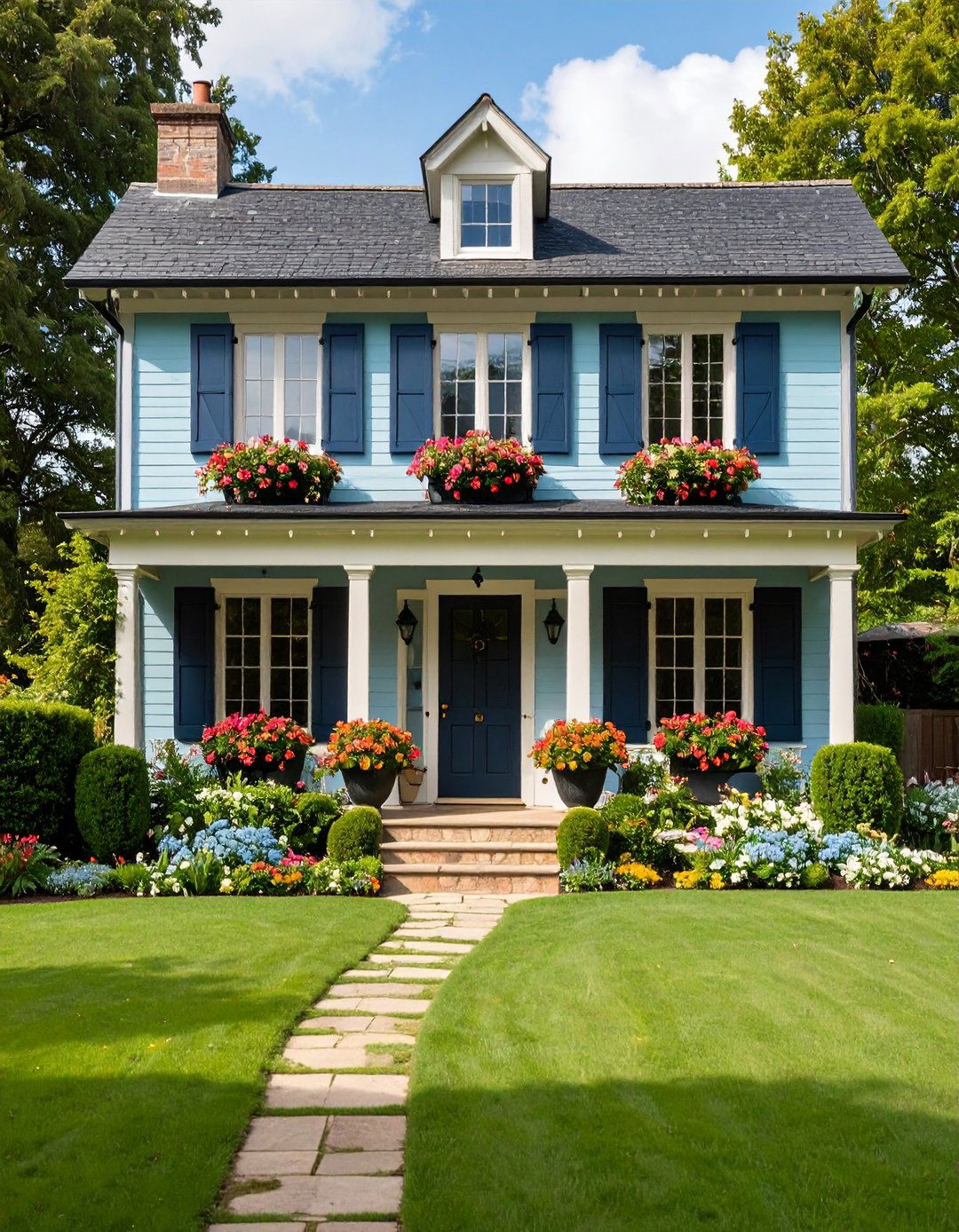 French Country Black Accents - 24 Red Brick House with Black Trim Design Ideas