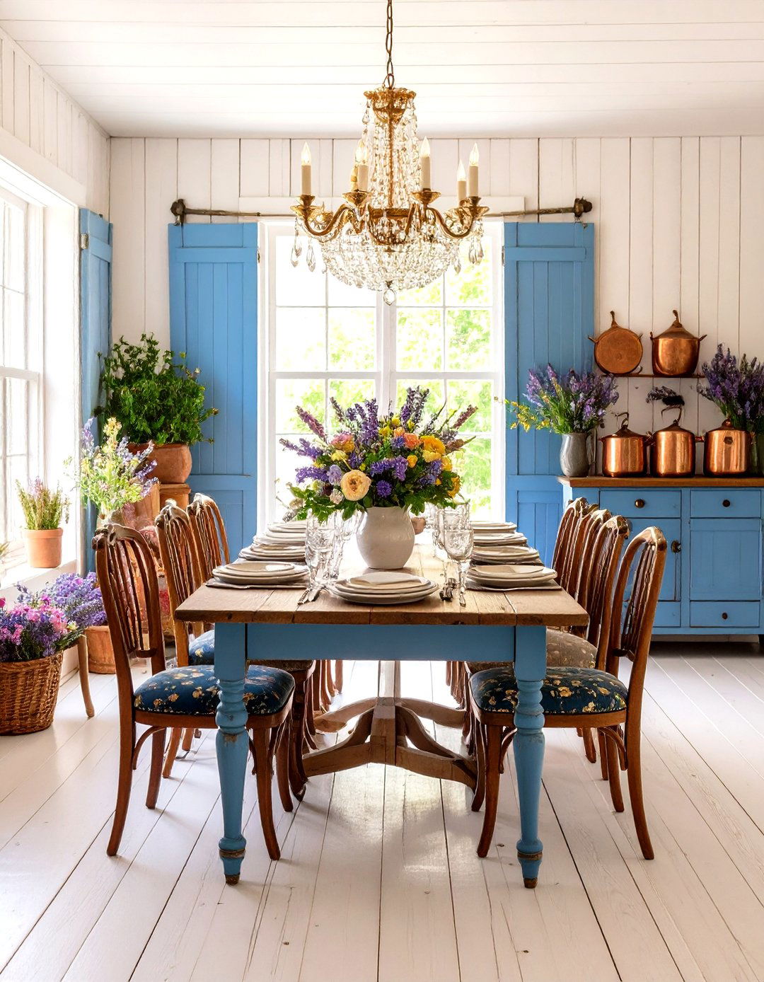 French Country Dining Area with Distressed White Shiplap - 24 shiplap accent wall ideas
