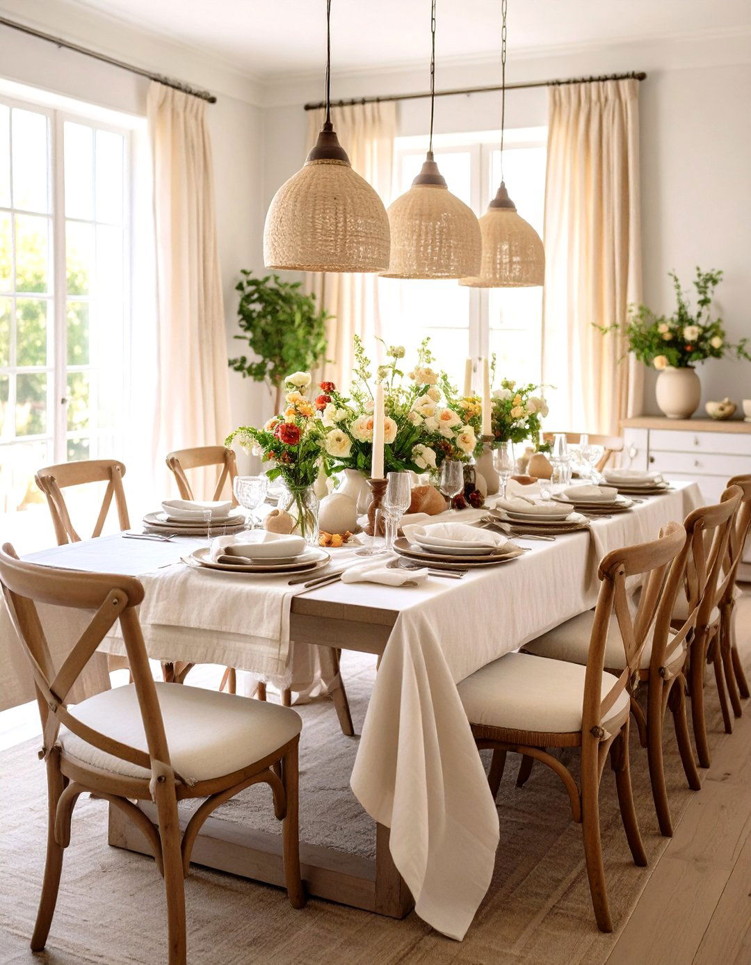 French Country Dining Room with Natural Linen Textures - 24 French Country Dining Room Ideas