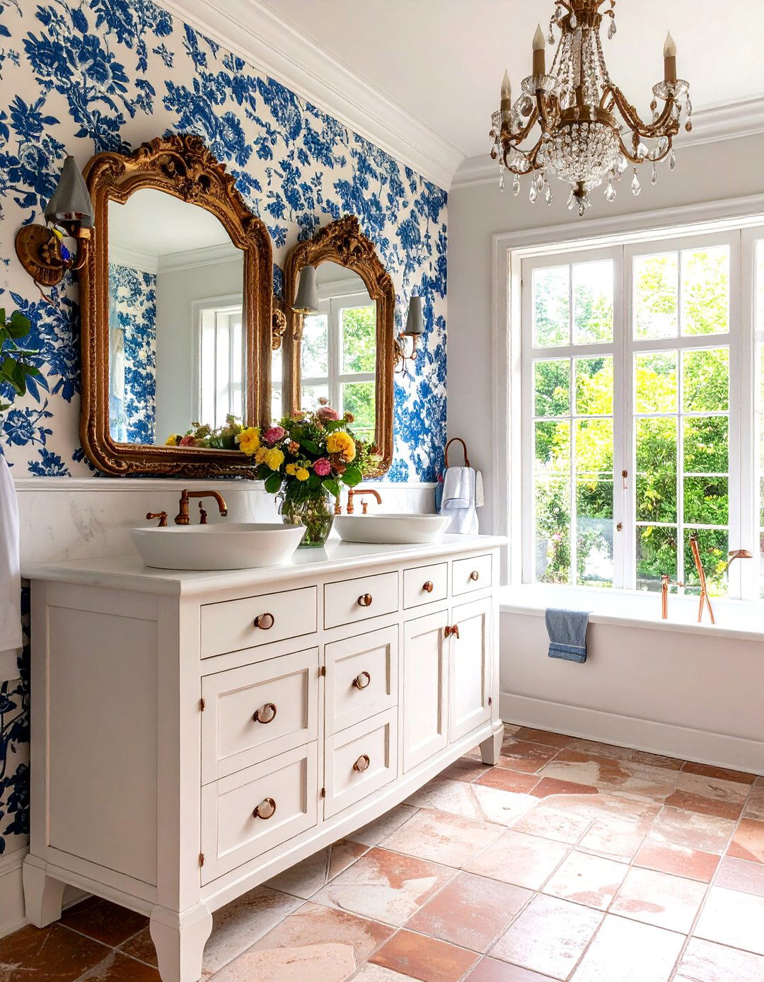 French Country Eclectic Powder Room with Vintage Charm - 24 Eclectic Powder Room Ideas