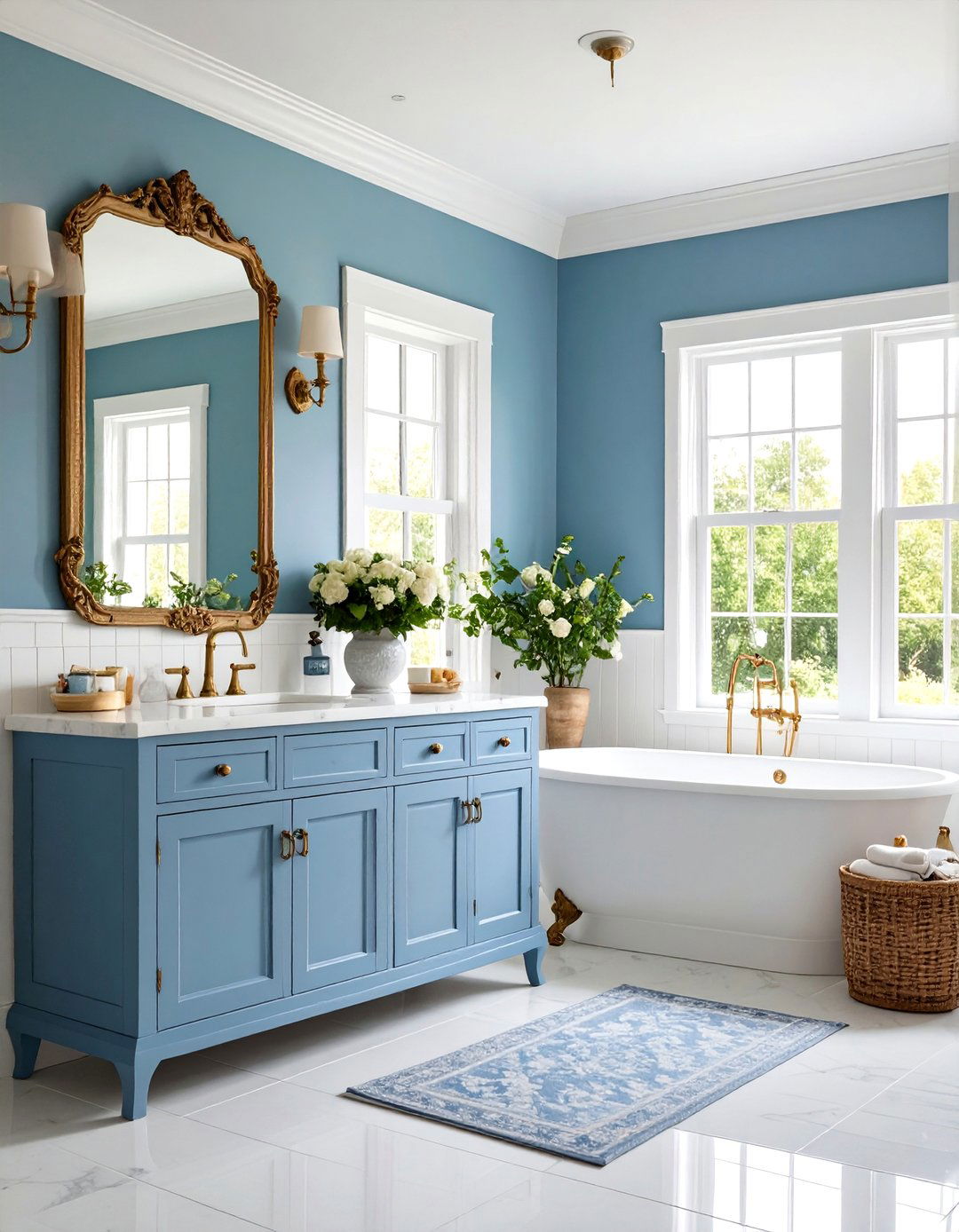 French Country Elegance - 24 Blue and White Bathroom Ideas