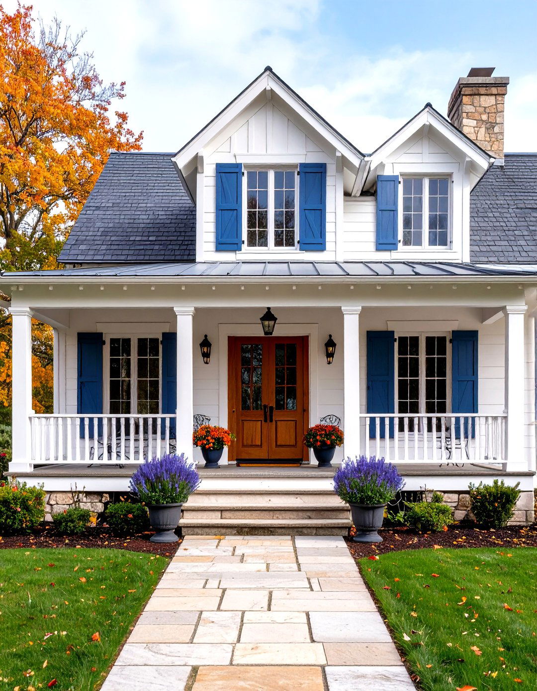 French Country Farmhouse with European Flair - 24 White Farmhouse With Wrap-around Porch Ideas