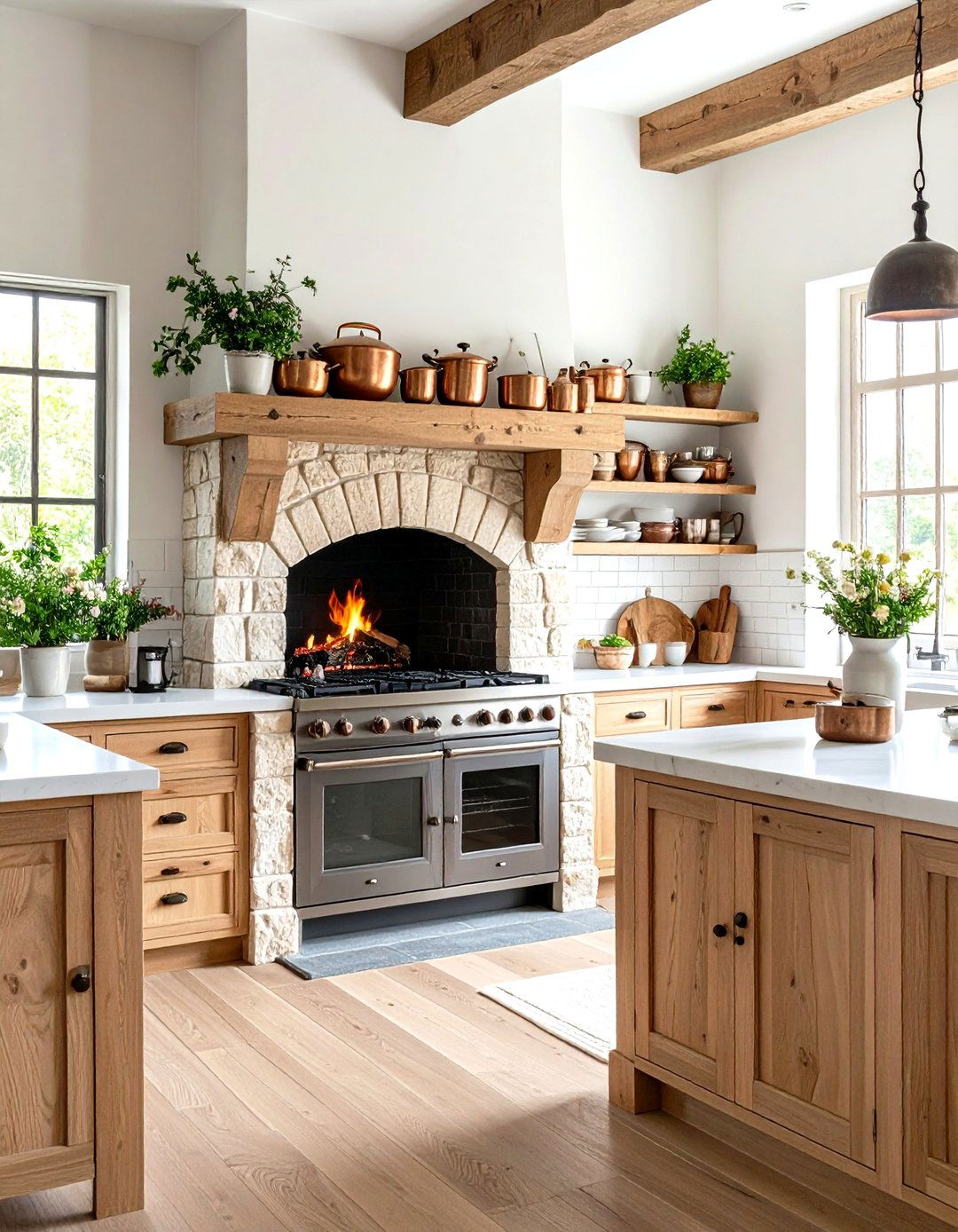 French Country Kitchen Fireplace - 24 Kitchens With Fireplaces