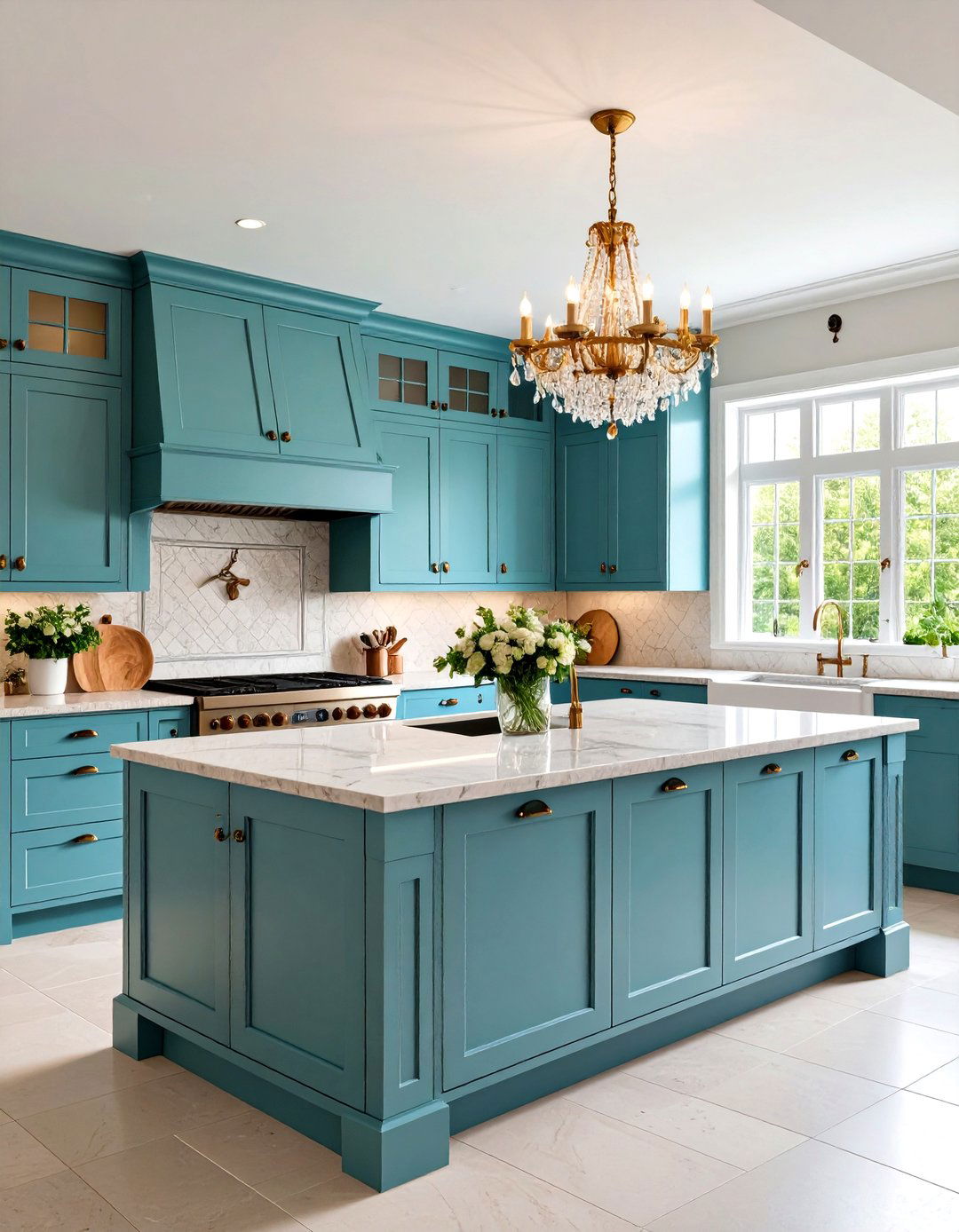 French Country Kitchen with Cream Cabinets and Dark Limestone Countertops - 24 kitchen with dark countertops and light cabinets