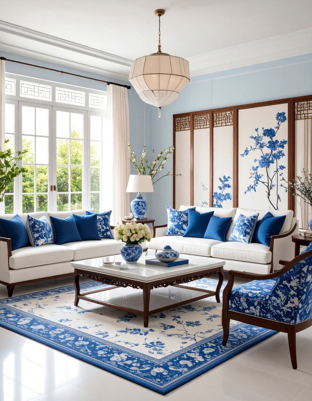French Country Living Room with Chinoiserie Design Elements - 24 French Country Living Room Ideas