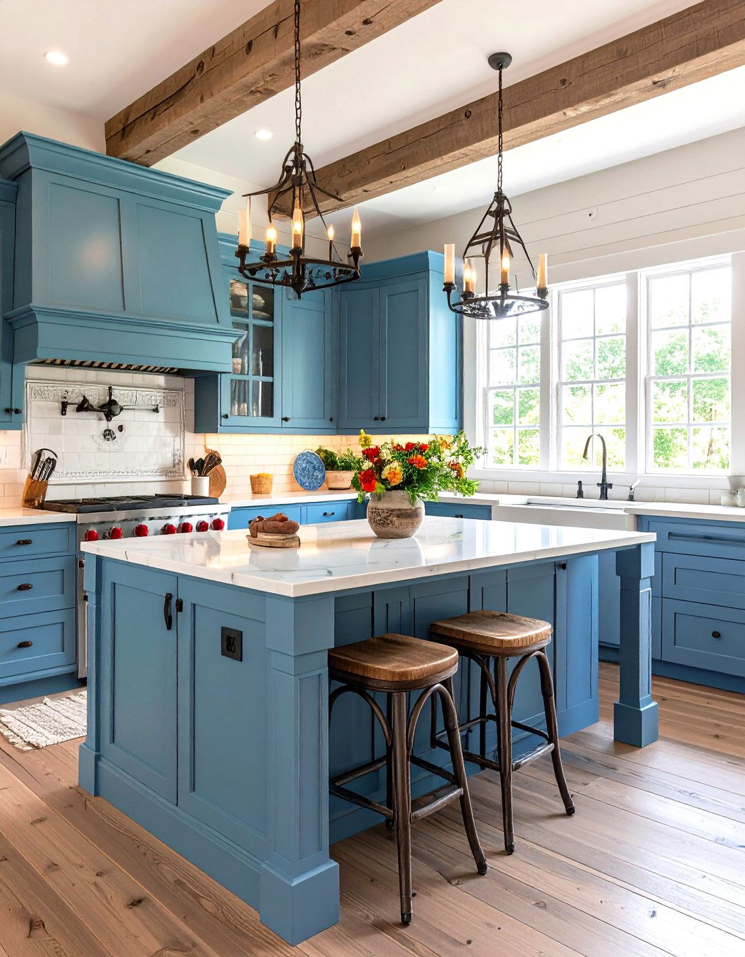 French Country Log Kitchen with Vintage Hardware Details - 24 Log Cabin Kitchen Design Ideas